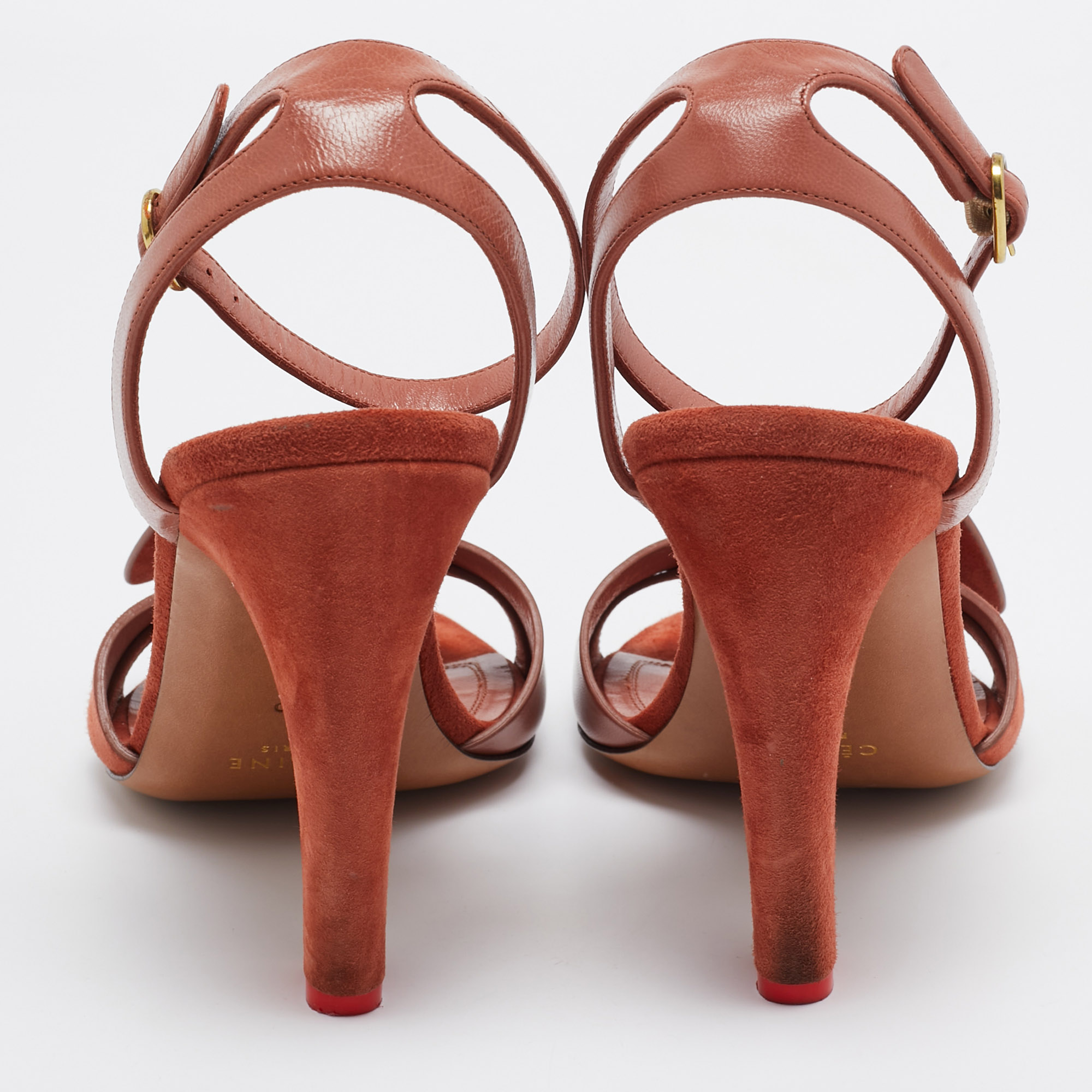 Celine Brown Leather And Suede Ankle Strap Sandals Size 40