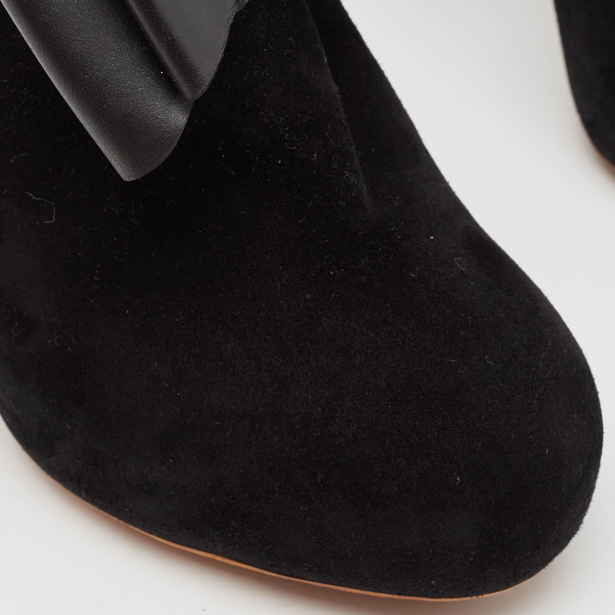 Celine Black Leather And Suede Phoebe Philo Bow Mules Size 37