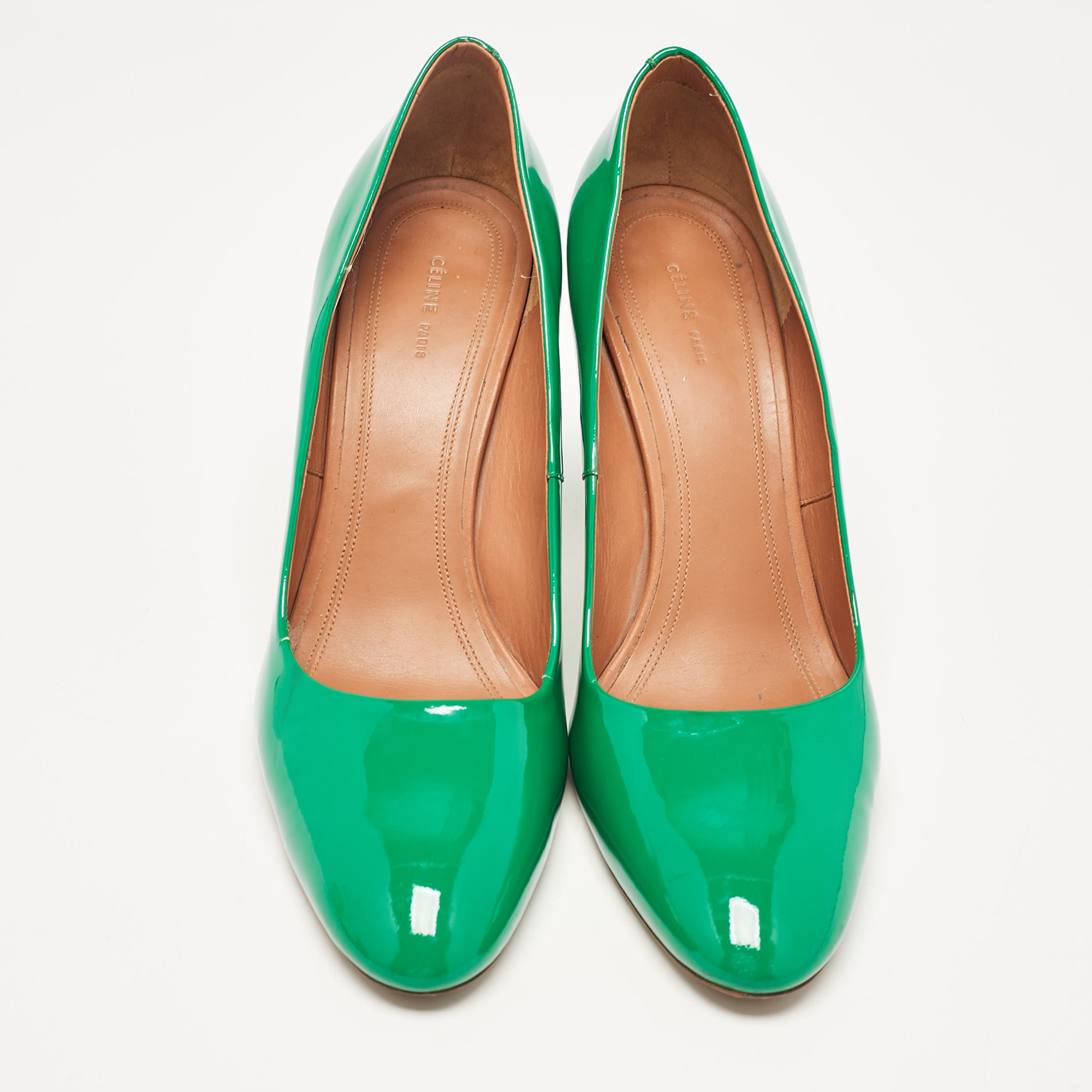 Celine Green Patent Leather Round Toe Pumps Size 39