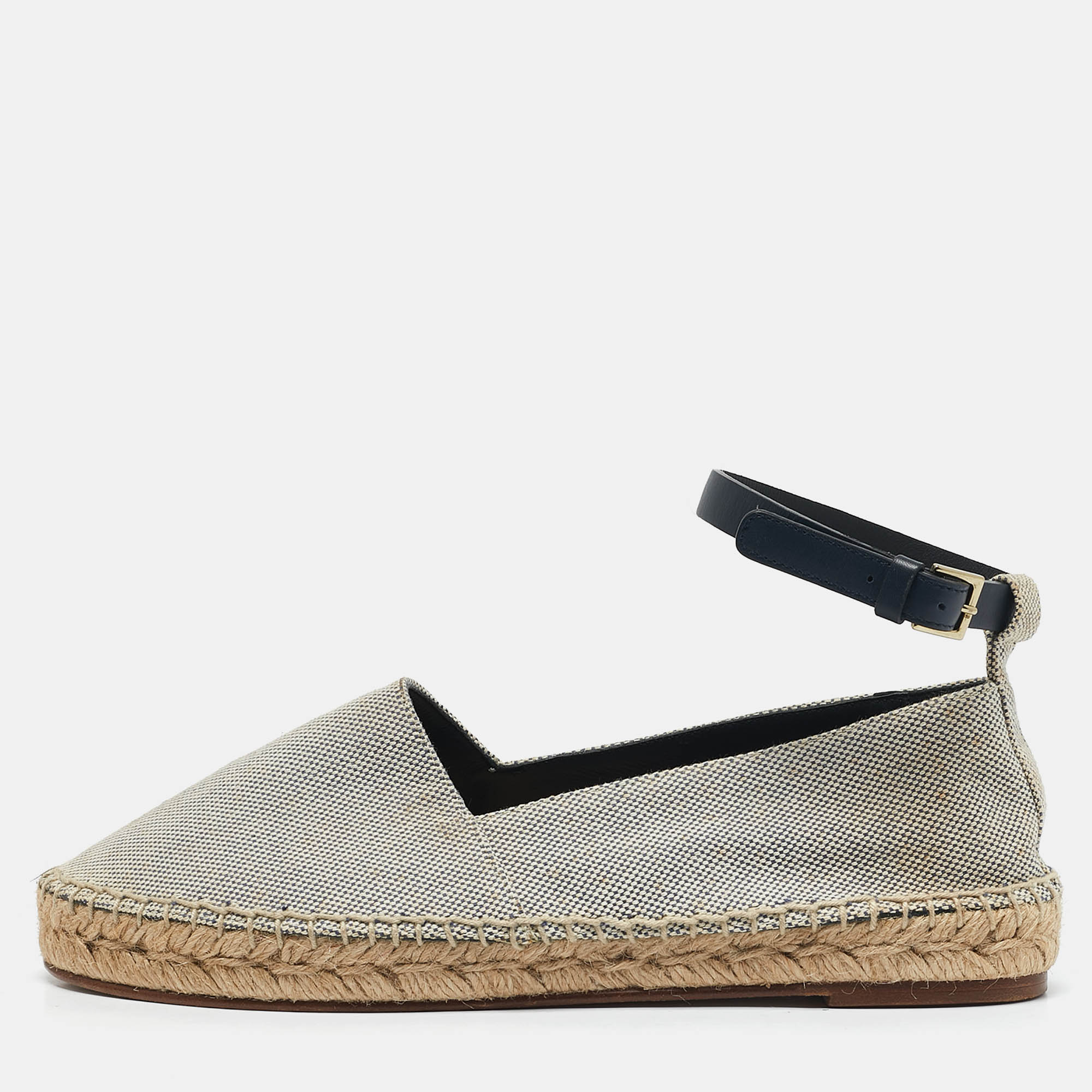 Celine White/Navy Blue Canvas Ankle Strap Espadrille Flats Size
Celine White/Navy Blue Canvas Ankle Strap Espadrille Flats Size