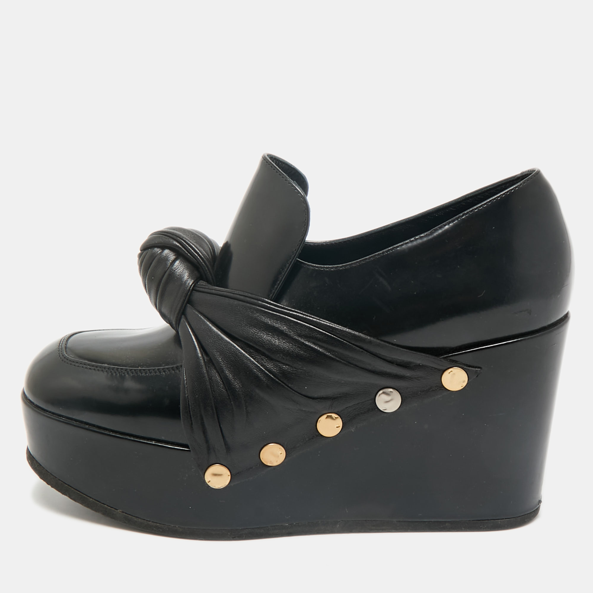 Celine Black Leather Phoebe Phile Bow Wedge Platform Loafers Size
Celine Black Leather Phoebe Phile Bow Wedge Platform Loafers Size