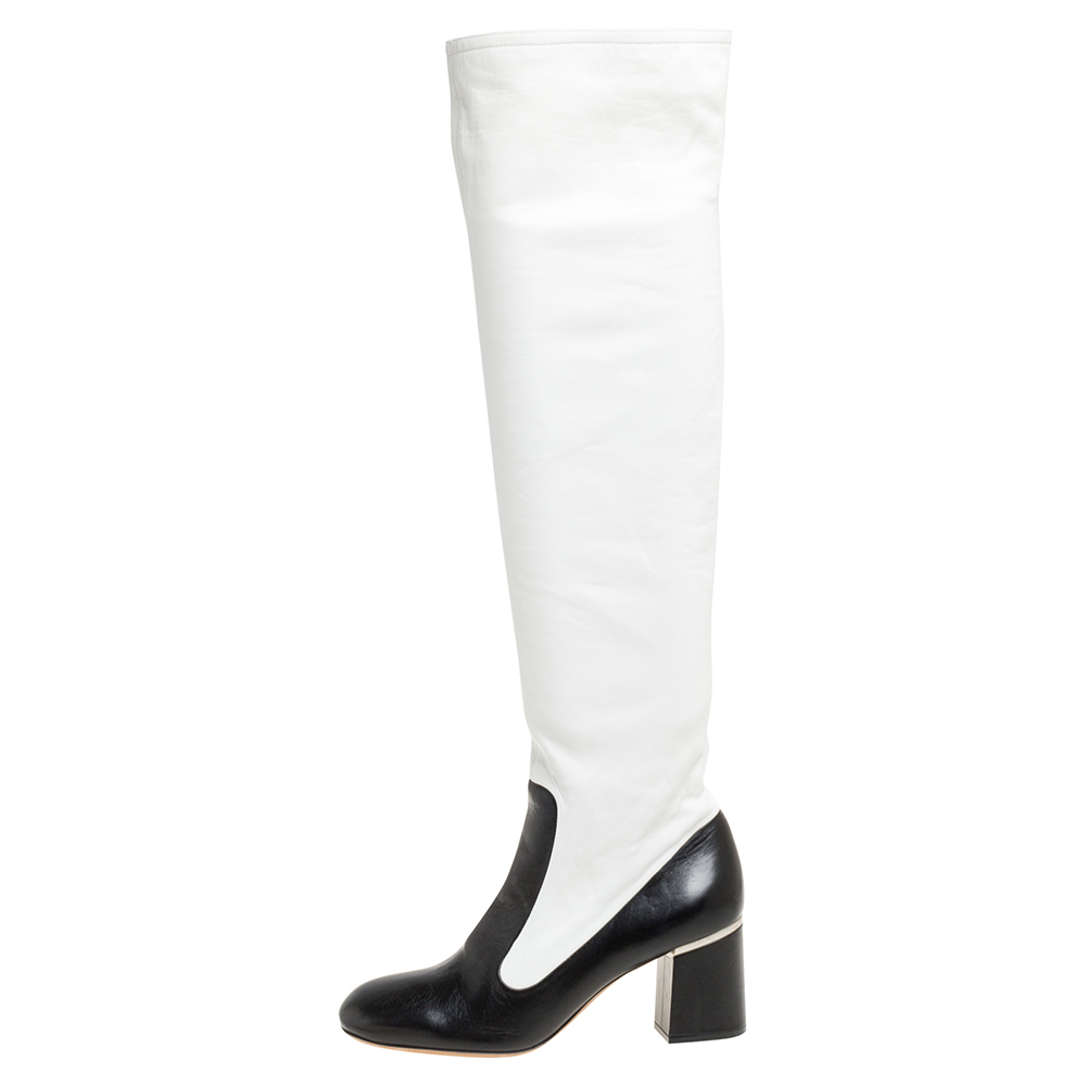 Celine Two Tone Leather Over The Knee Boots Size, White
Celine Two Tone Leather Over The Knee Boots Size, White