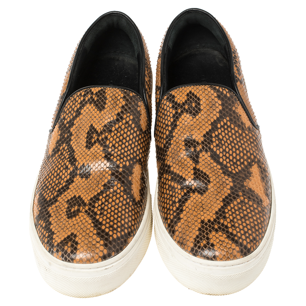 Celine Multicolor Python And Leather Slip On Sneakers Size 38