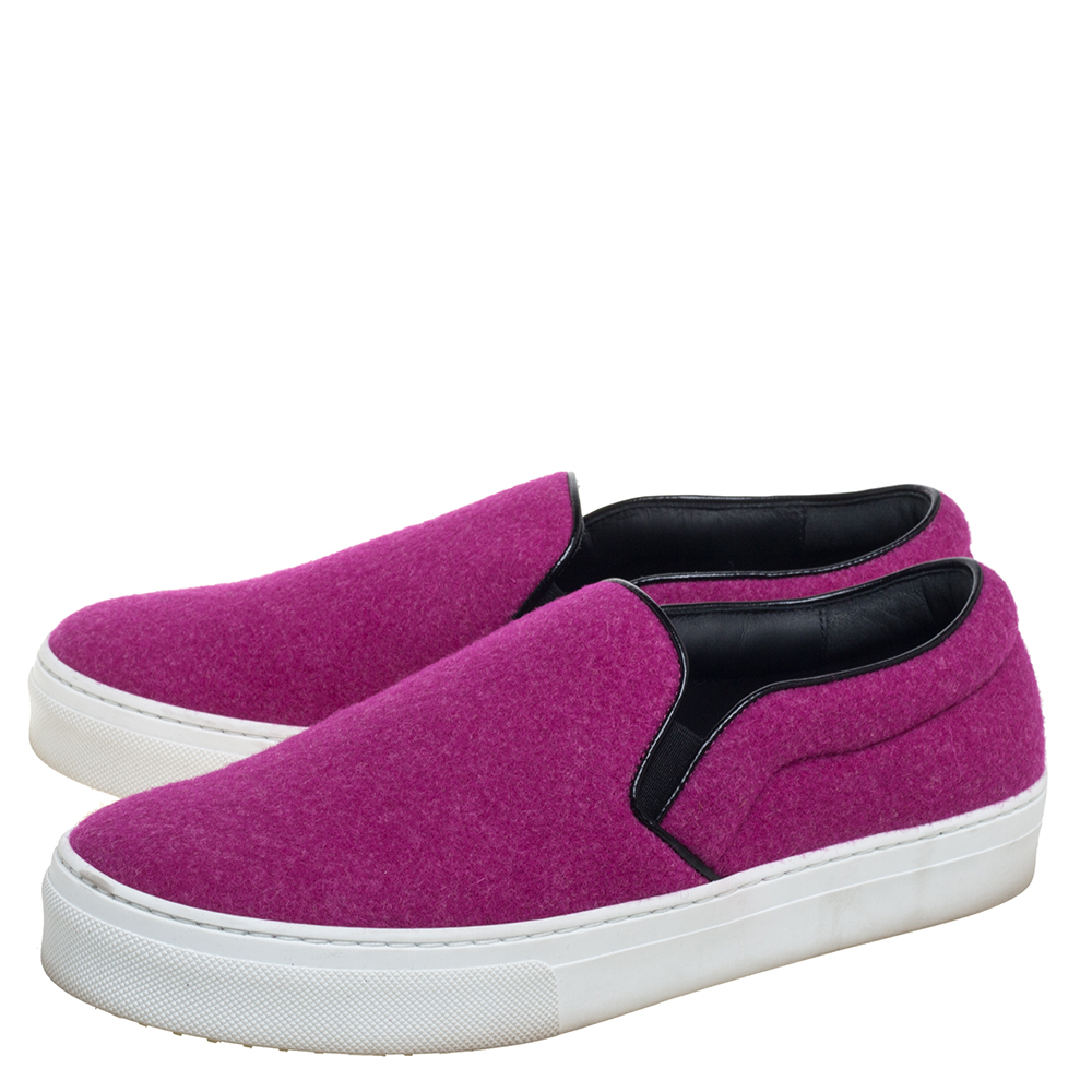 Celine Pink Wool Low Top Slip On Sneakers Size 39