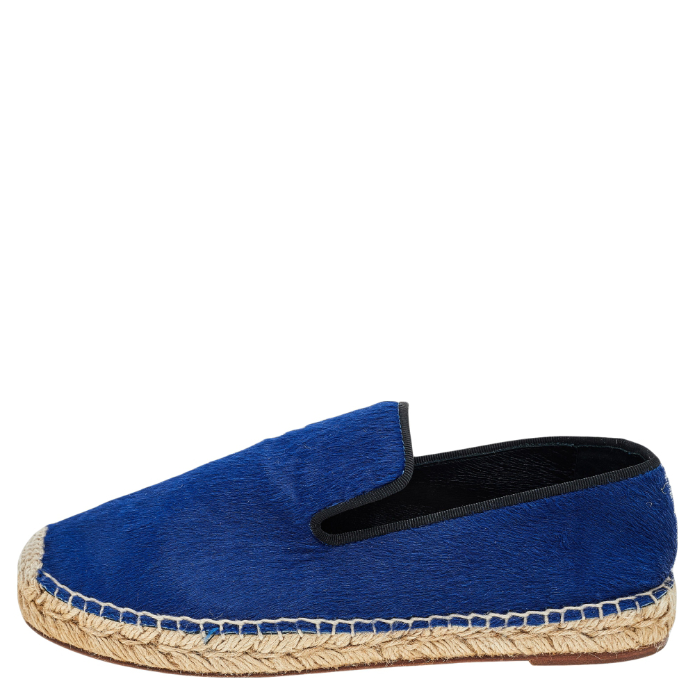 Celine Blue Calf Hair Espadrille Flats Size 37