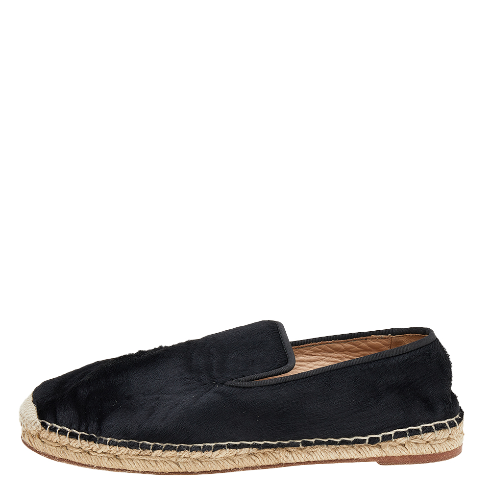 Celine Black Calf Hair Espadrille Flats Size 41