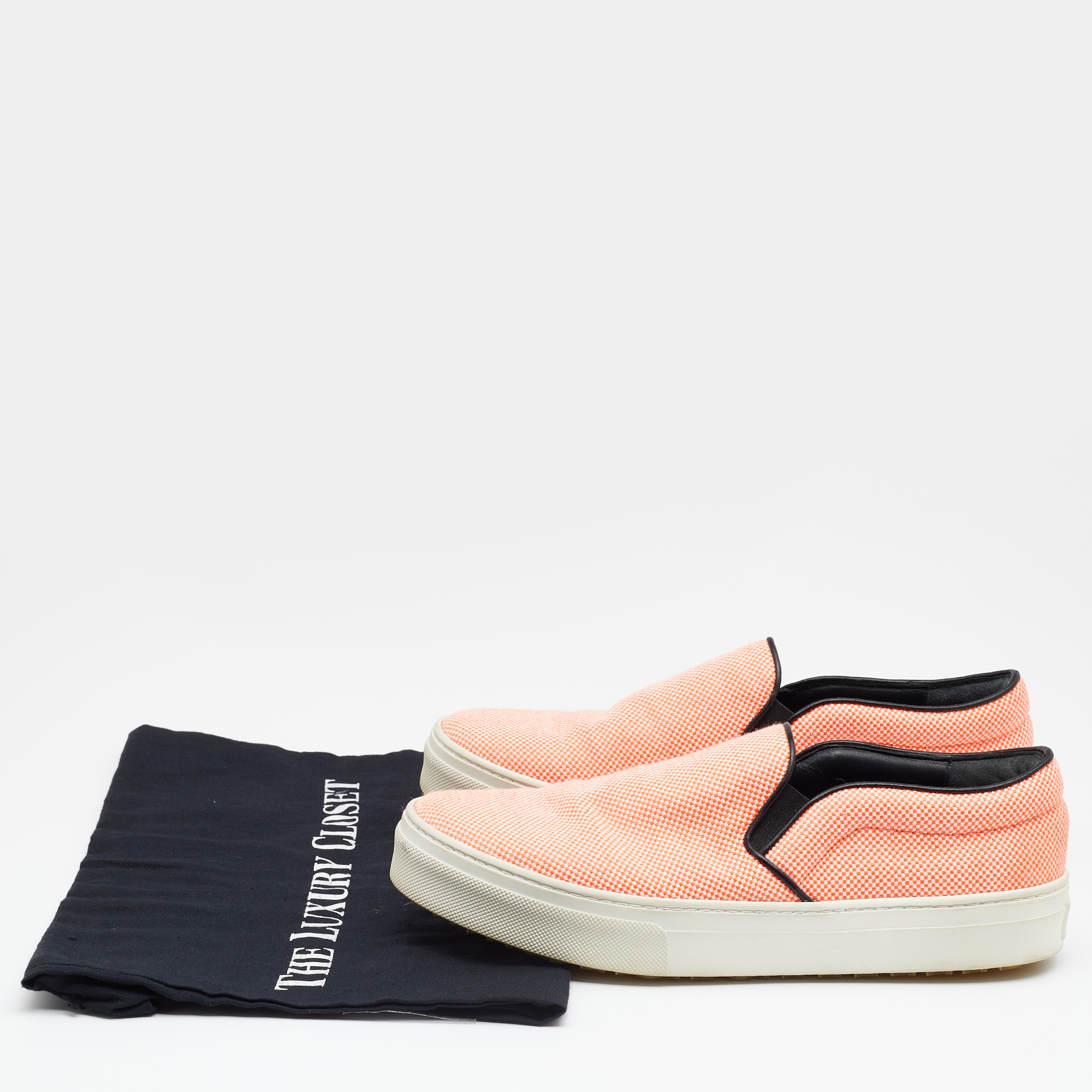 Celine Orange Canvas Slip On Sneakers Size 38