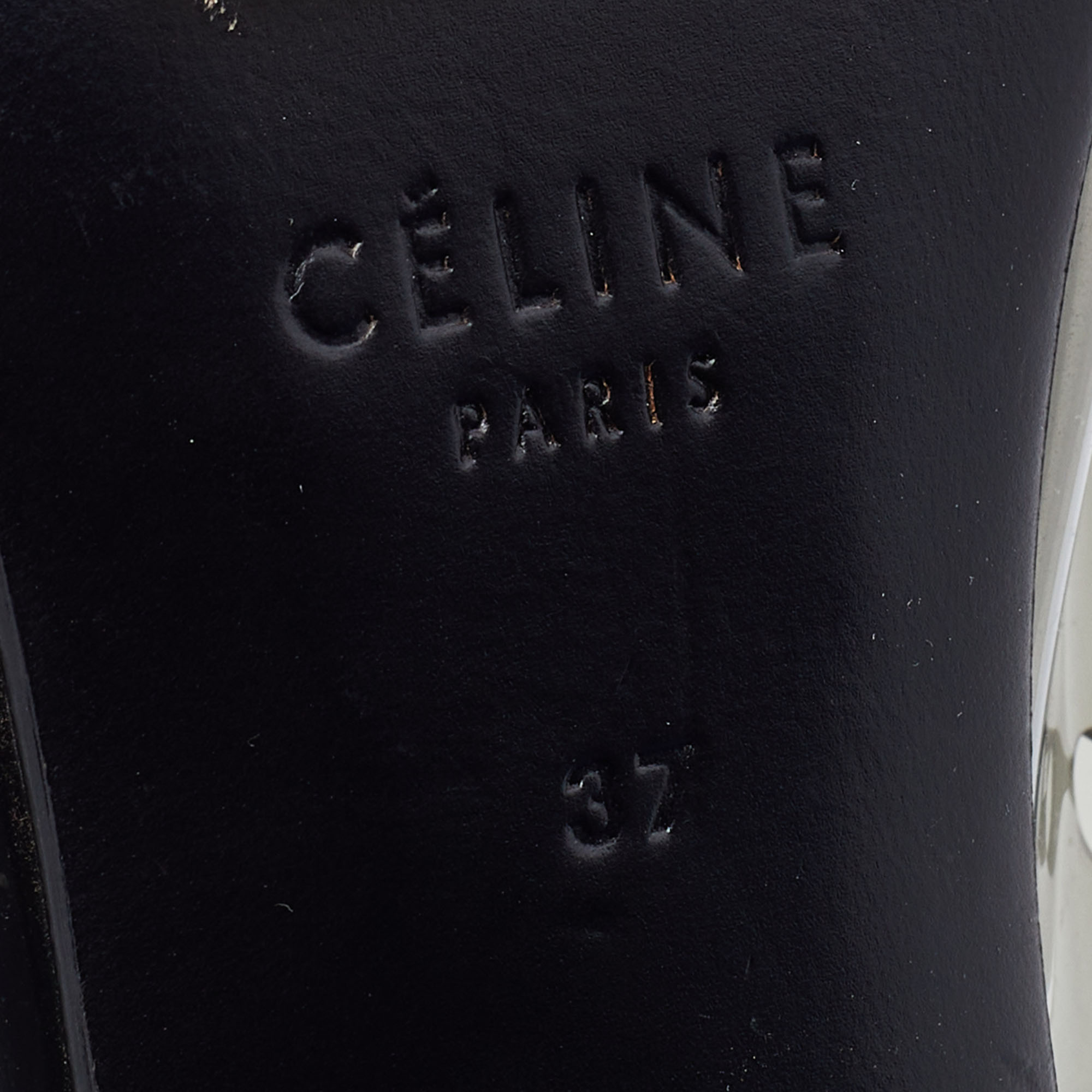 Celine Black Leather And PVC Slide Sandals Size 37