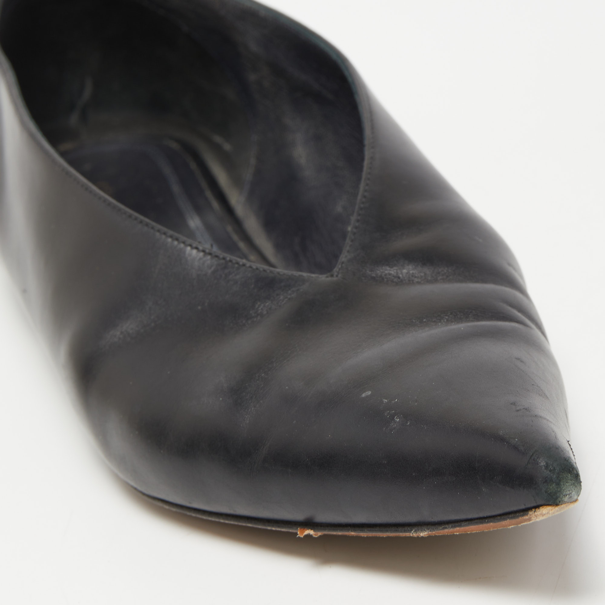 Celine Black Leather V-Neck Ballet Flats Size 35.5