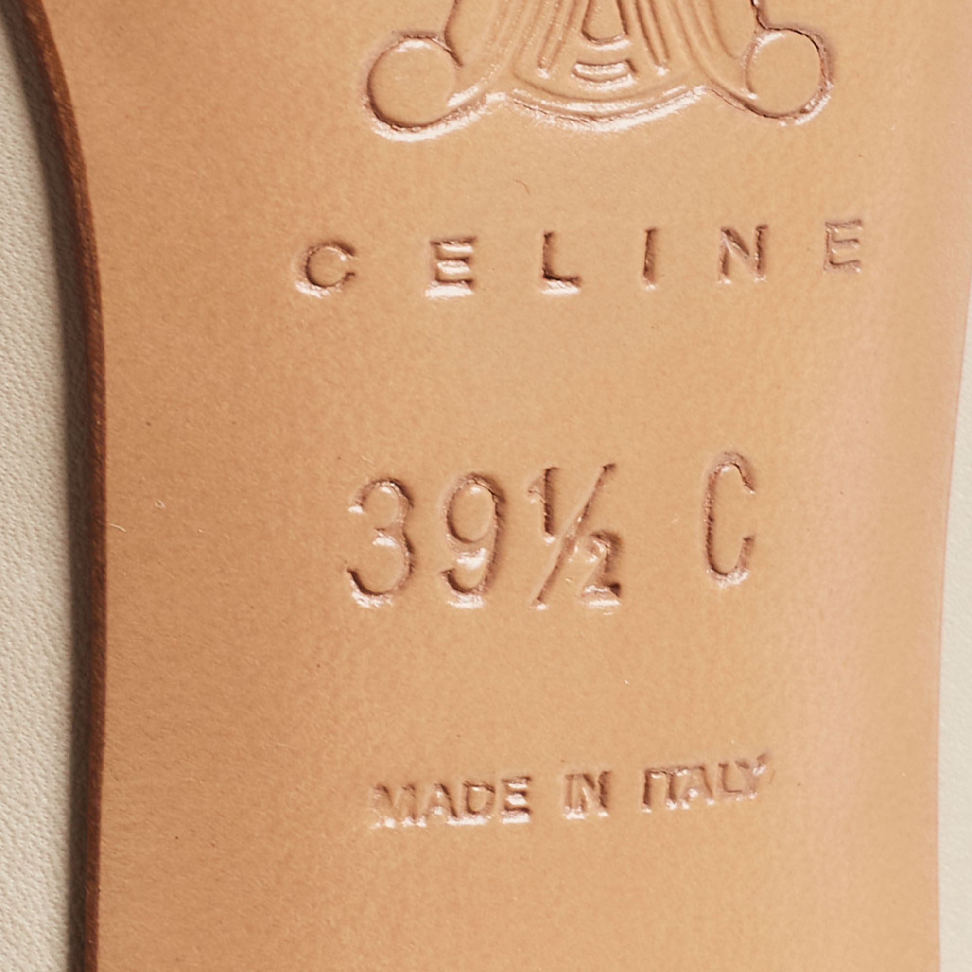 Celine Cream Leather Logo Detail Loafer Pumps Size 39.5