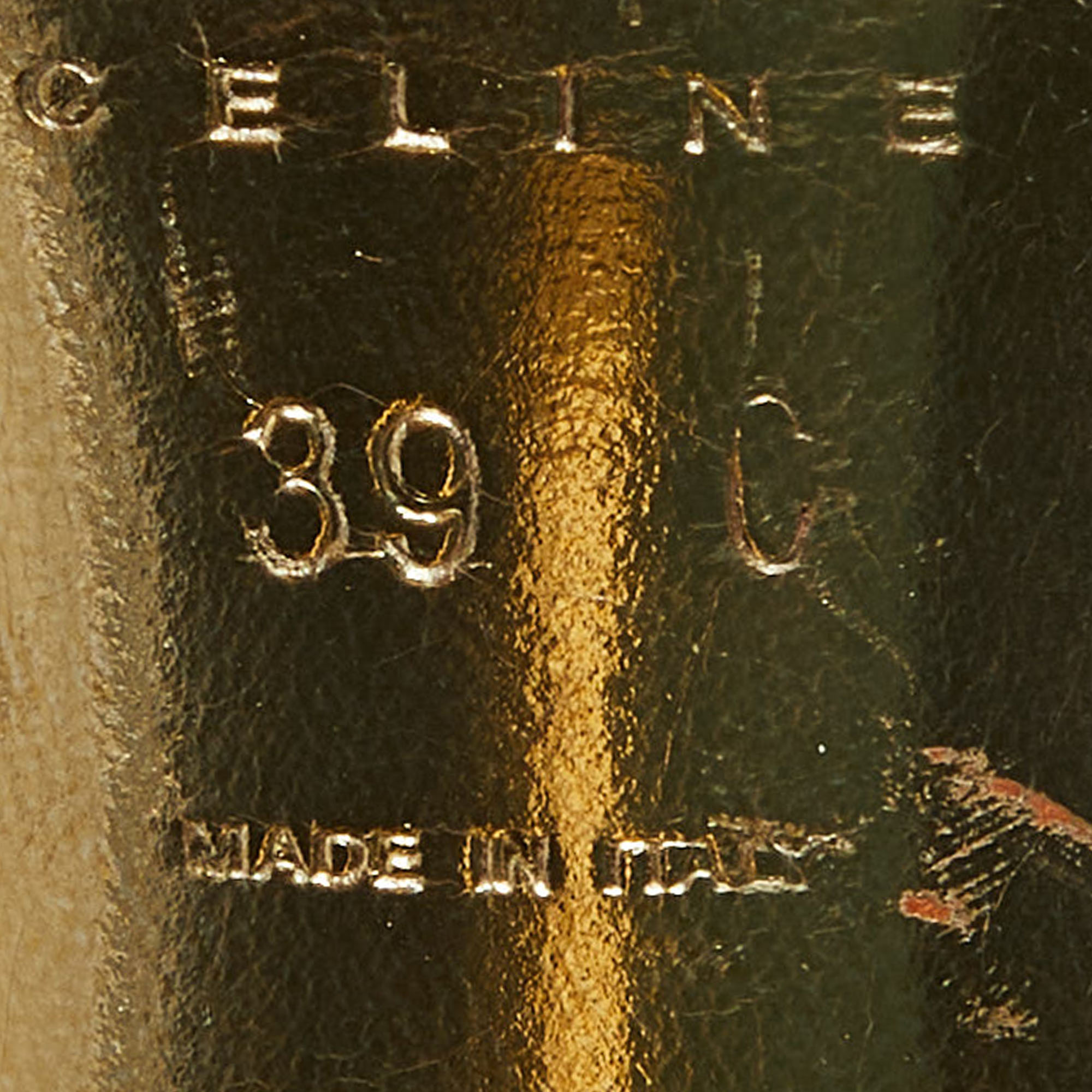Celine Metallic Gold Leather Koi Fish Embellished Slide Sandals Size 39