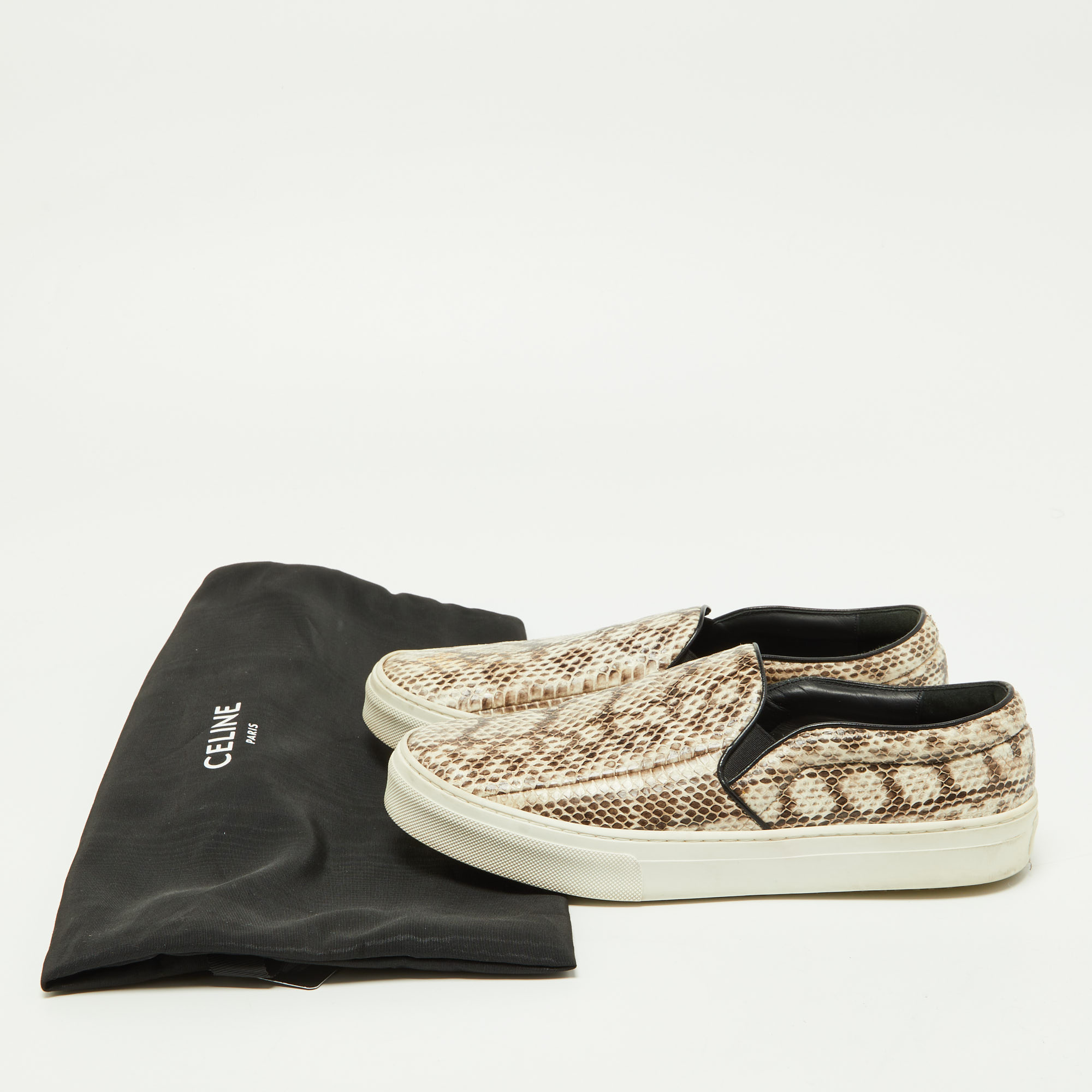 Celine Beige/Brown Python Slip On Sneakers Size 40