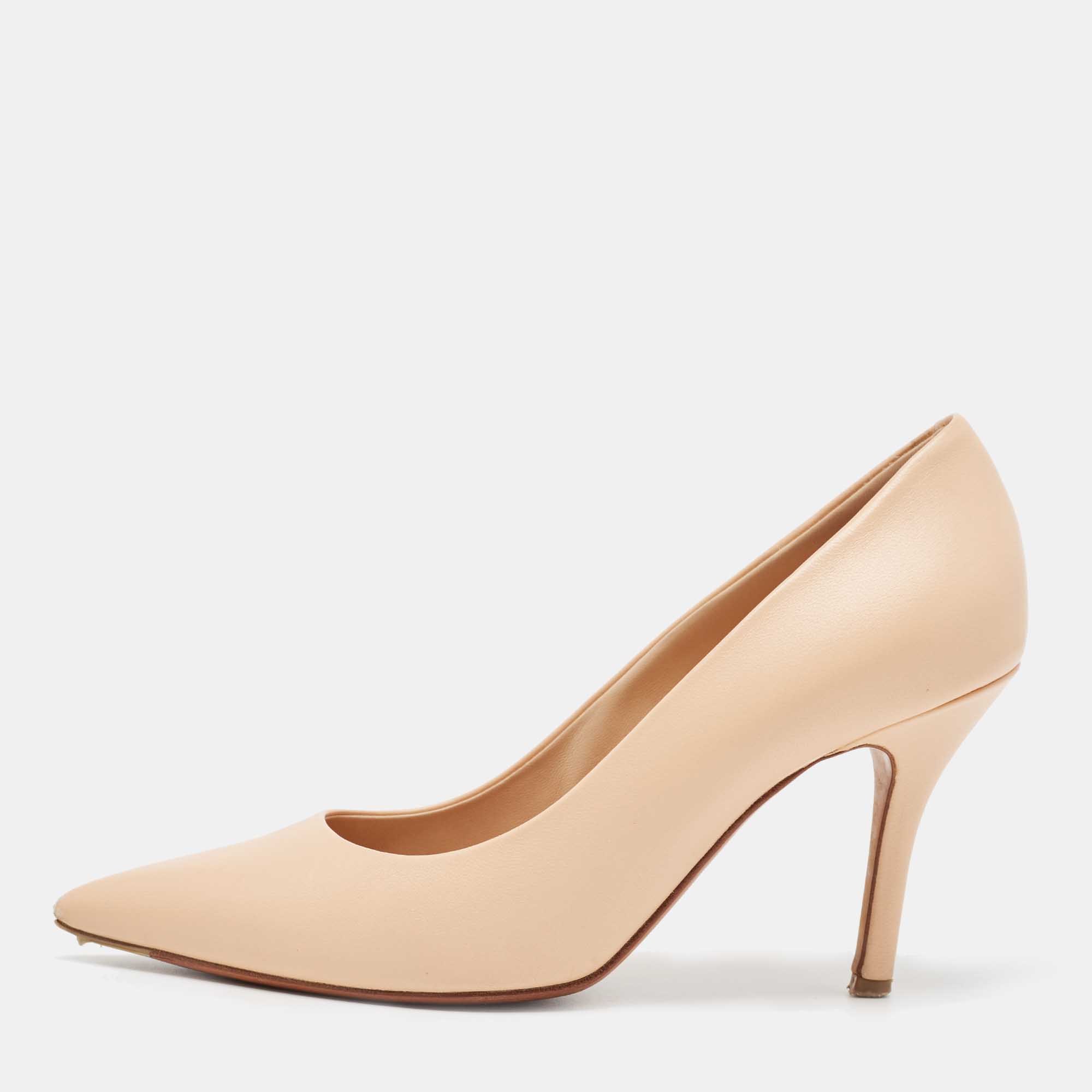 Celine Beige Leather Pointed Toe Pumps Size 37