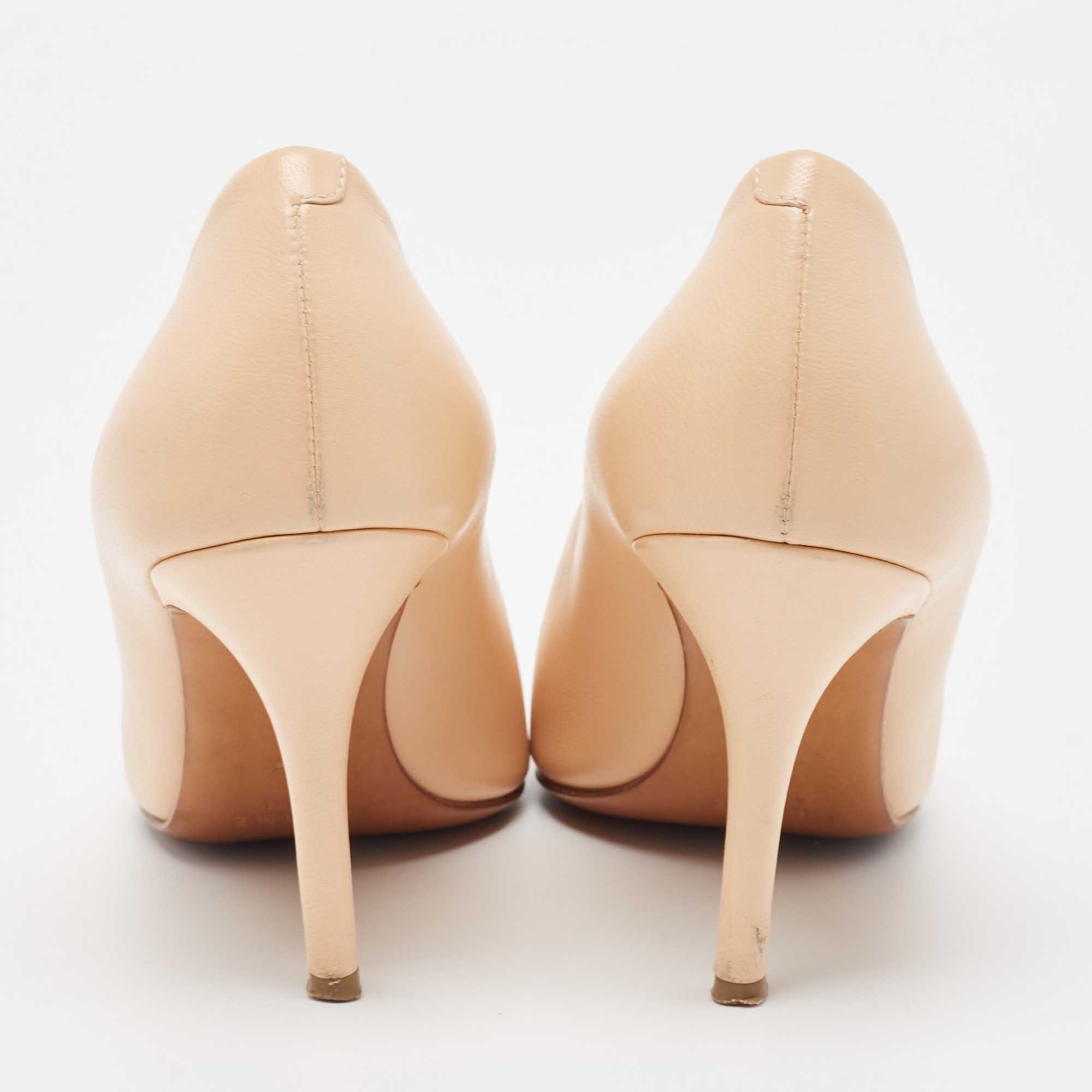 Celine Beige Leather Pointed Toe Pumps Size 37