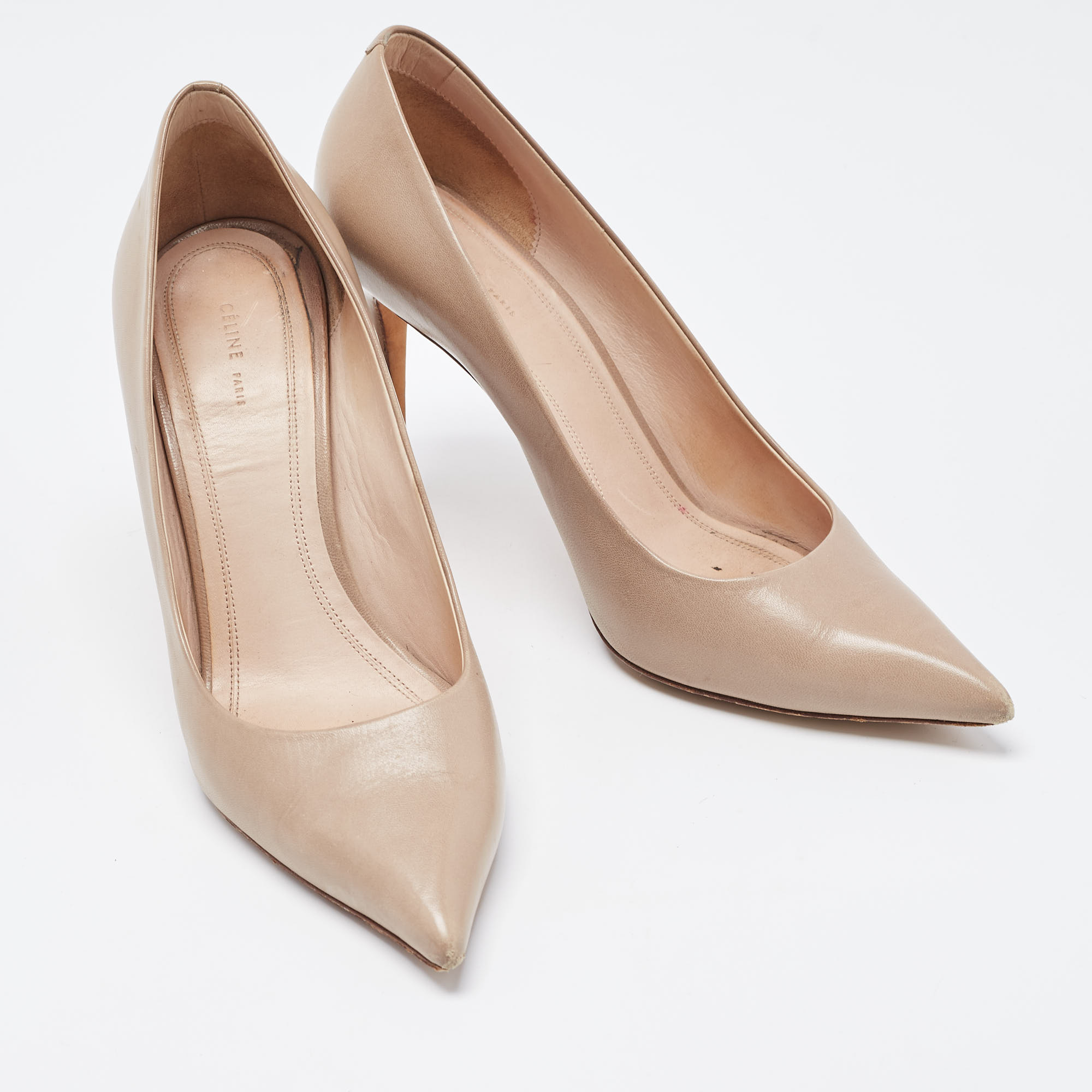 Celine Light Brown Leather Pointed Toe Pumps Size 37