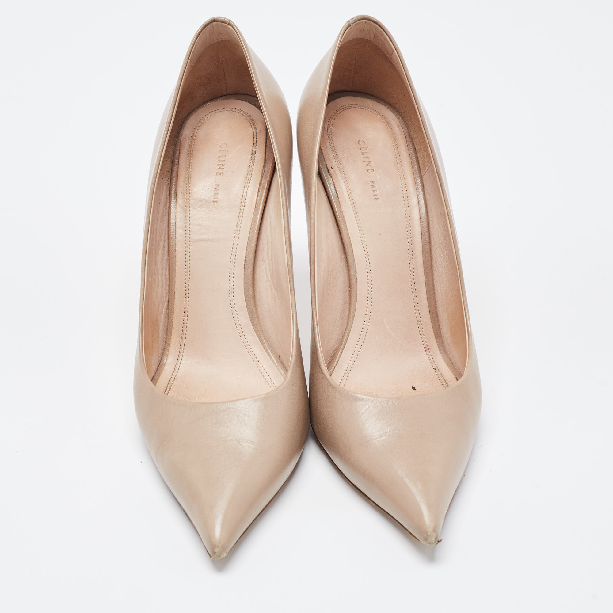 Celine Light Brown Leather Pointed Toe Pumps Size 37