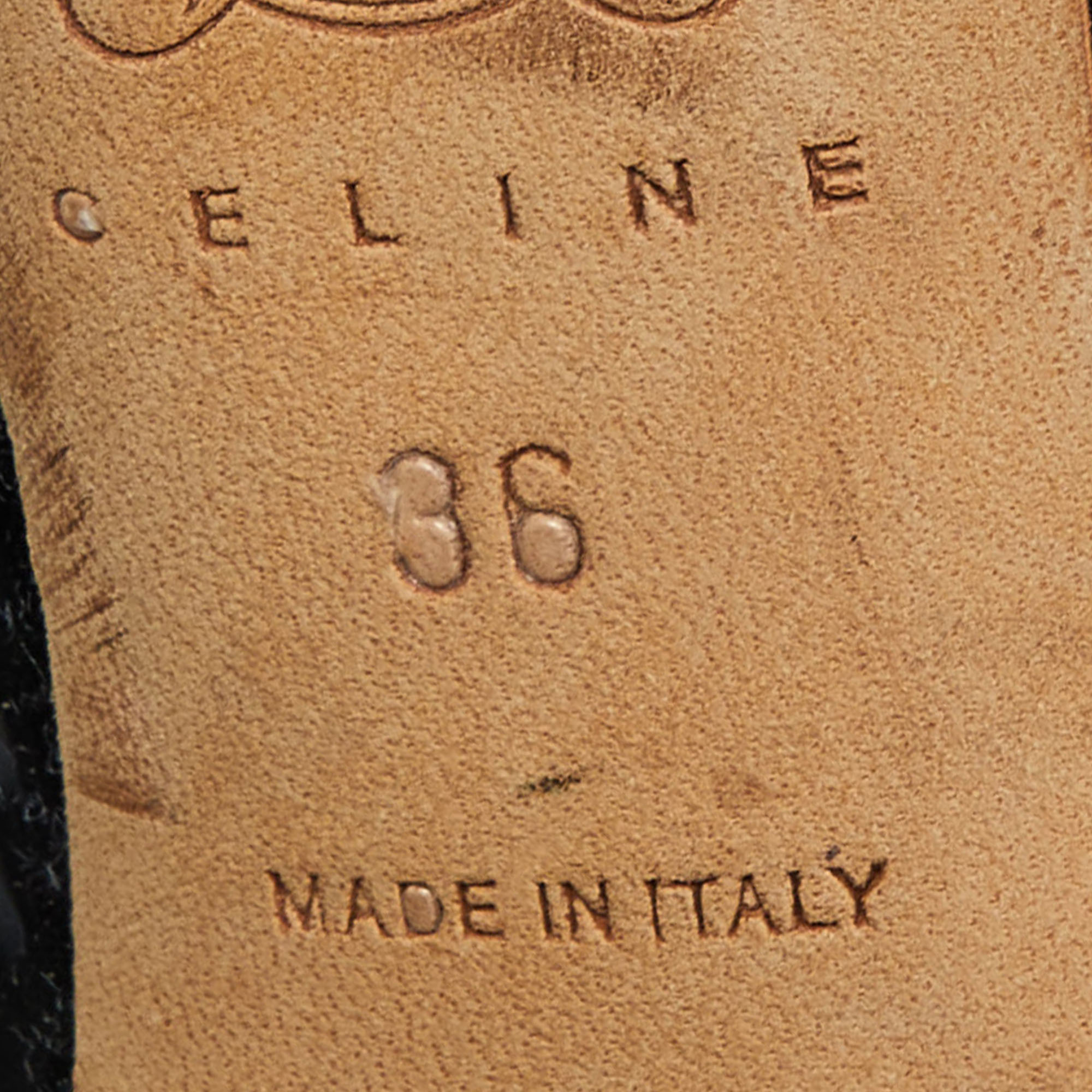 Celine Black Patent Leather Strappy Sandals Size 36
