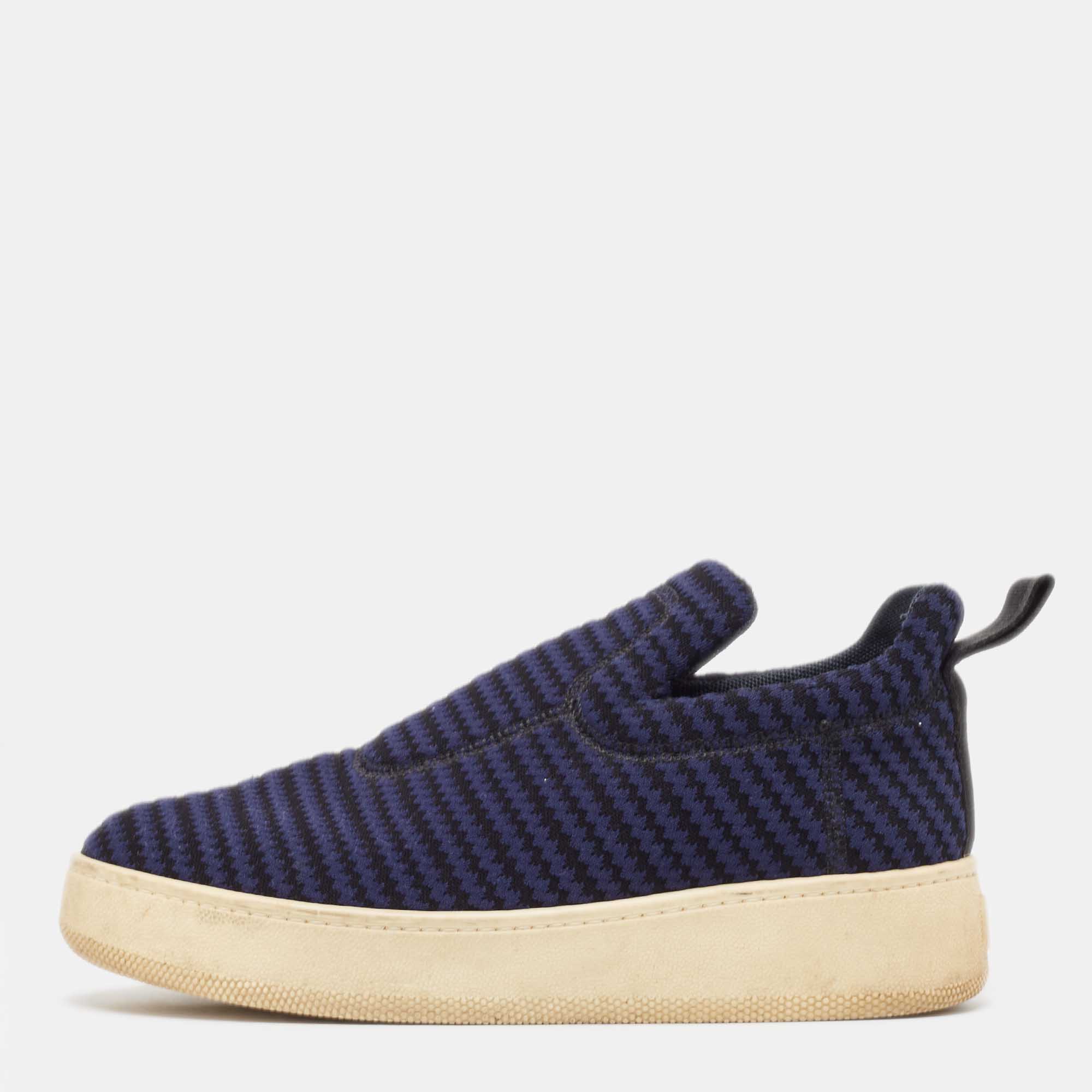 Celine navy blue/black canvas platform slip on sneakers size 38