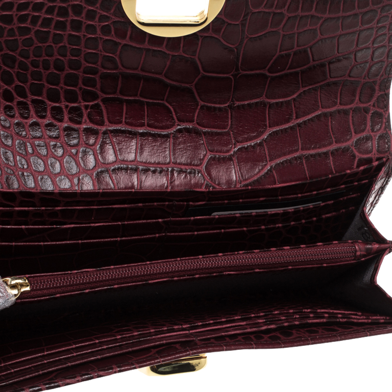 

Cerruti 1881 Burgundy Croc Embossed Leather Cerrutis Flap Wallet