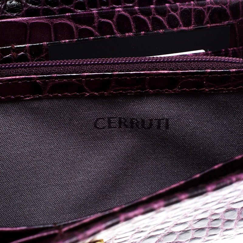 

Cerruti 1881 Purple Croc Embossed Leather Cerrutis Flap Wallet