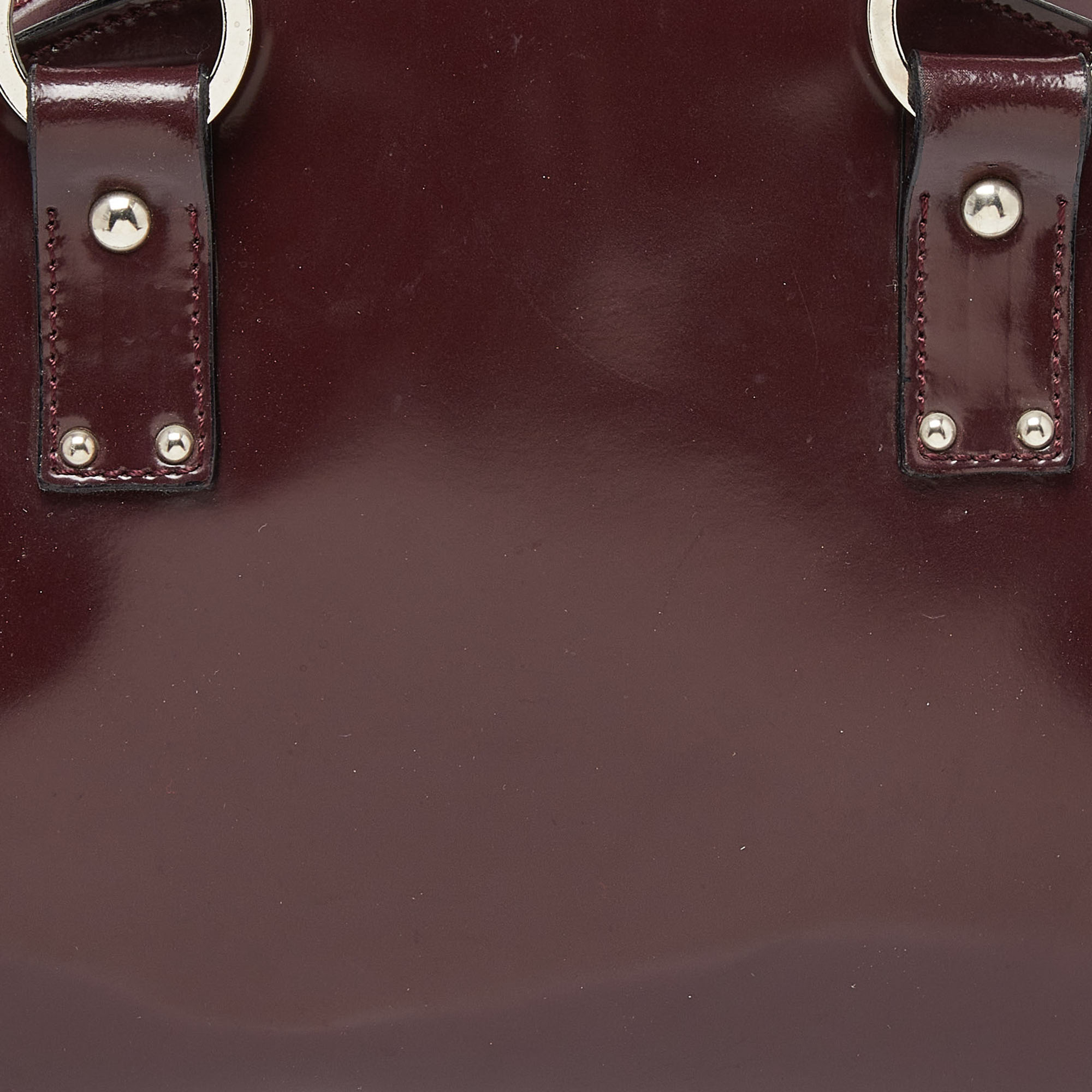 Cerruti Burgundy Patent Leather Zip Satchel