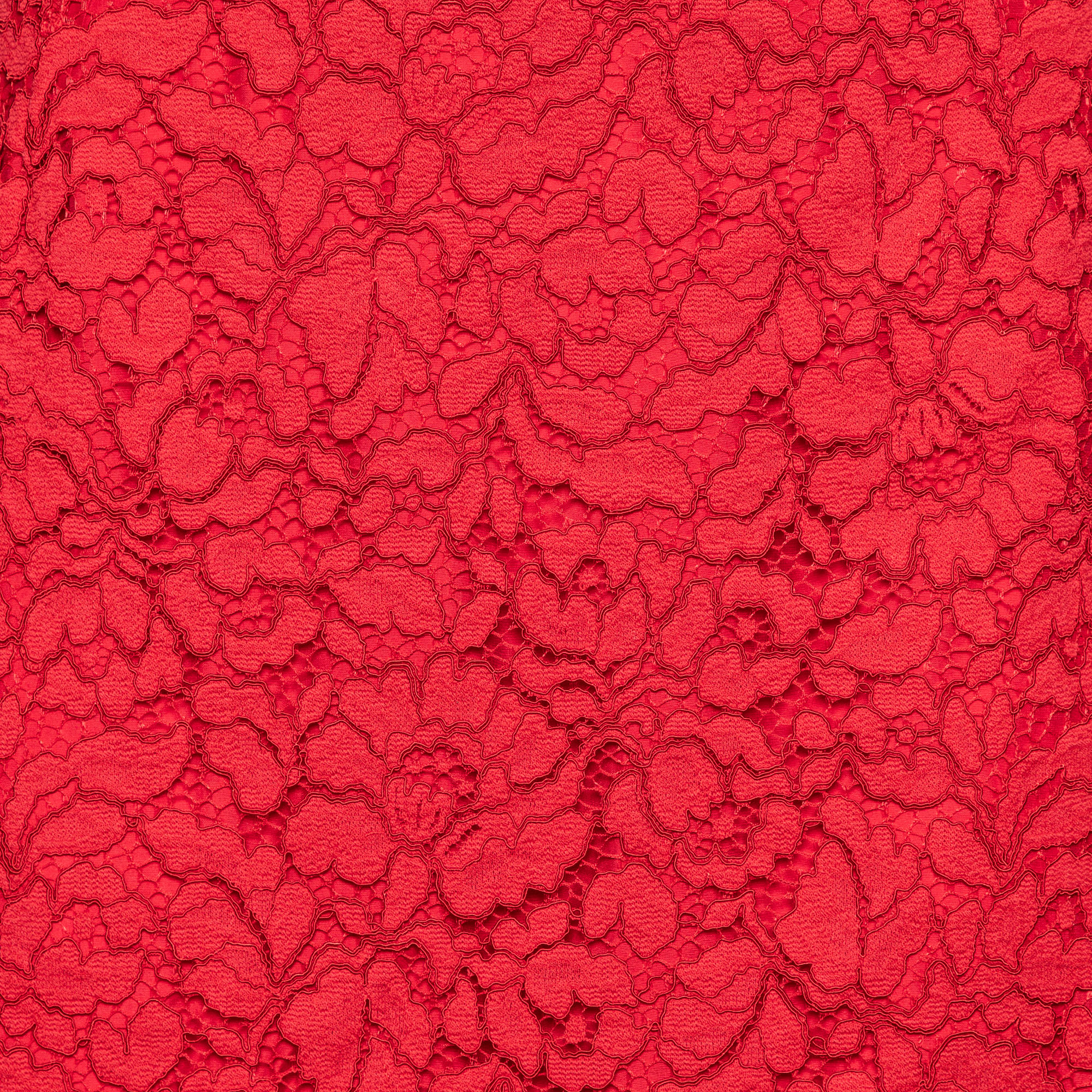 CH Carolina Herrera Red Lace Trim Detail Mini Skirt M