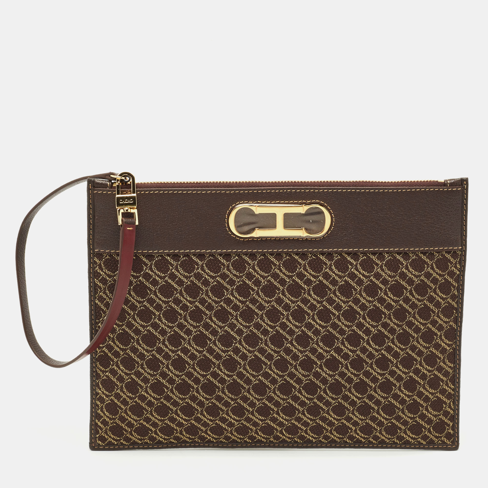 CH Carolina Herrera Brown Monogram Canvas and Leather Zip Pouch
CH Carolina Herrera Brown Monogram Canvas and Leather Zip Pouch