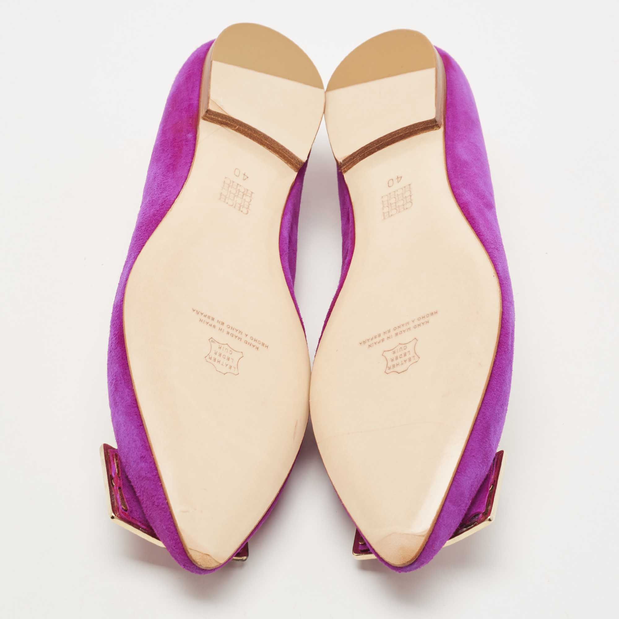 CH Carolina Herrera Pink Suede Pointed Toe Ballet Flats Size 40