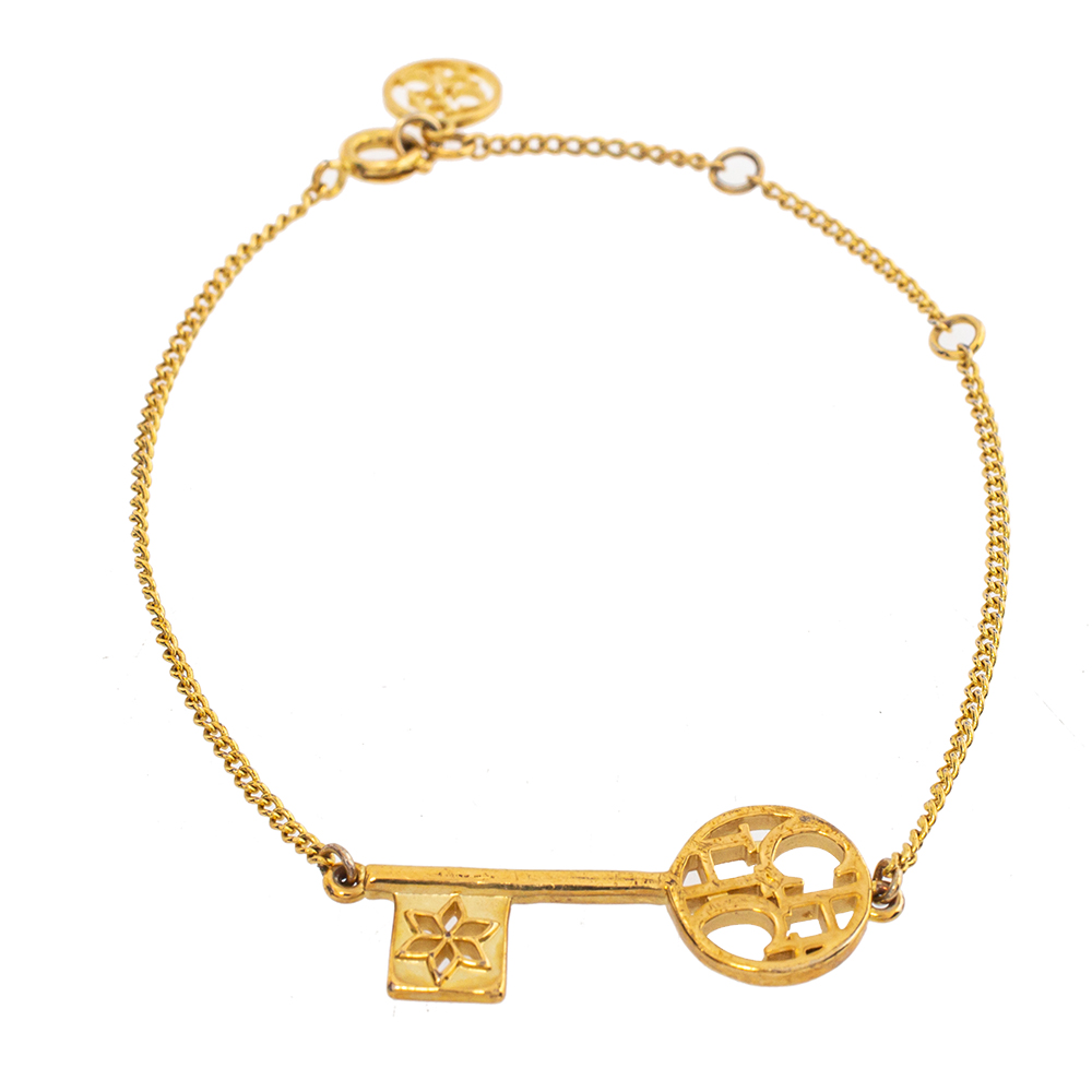 Carolina Herrera Gold Tone Key Charm Bracelet