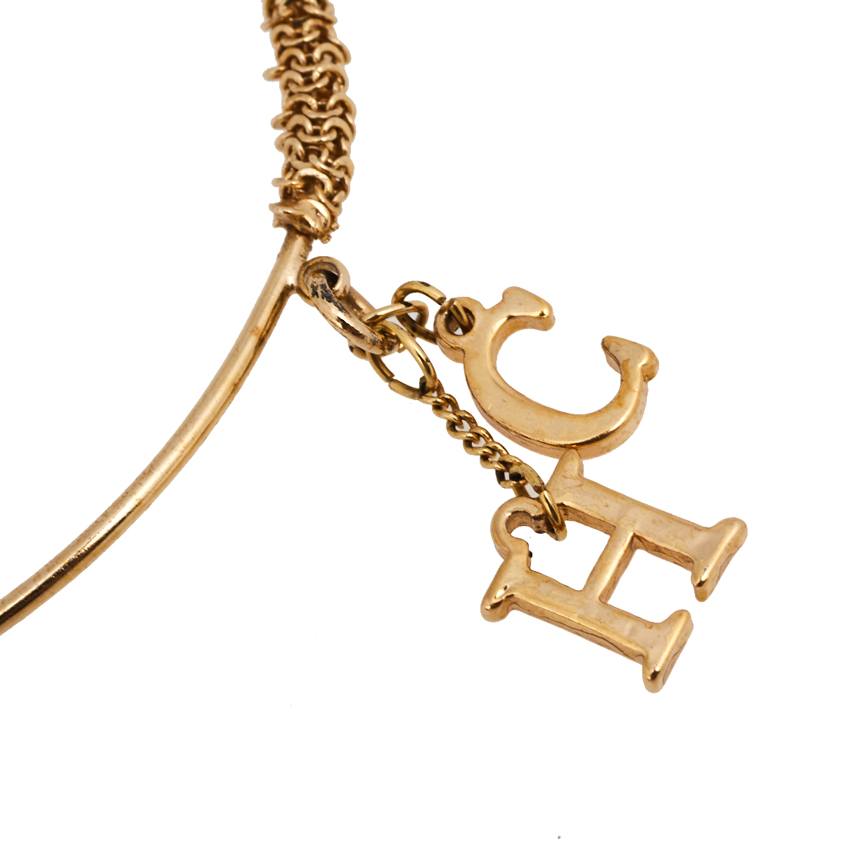 CH Carolina Herrera Logo Charm Gold Tone Bracelet