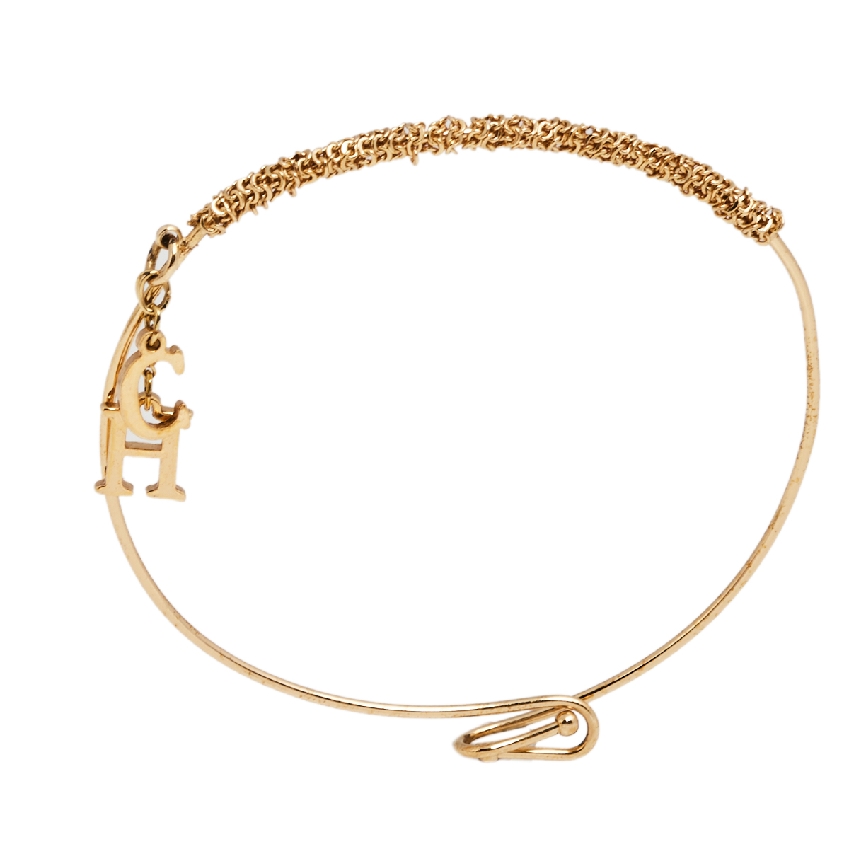 CH Carolina Herrera Logo Charm Gold Tone Bracelet