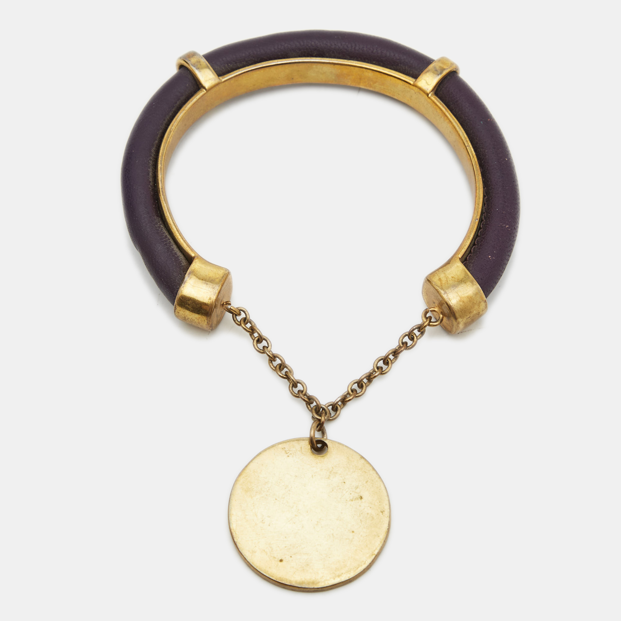 Carolina Herrera CH Leather Gold Tone Bracelet