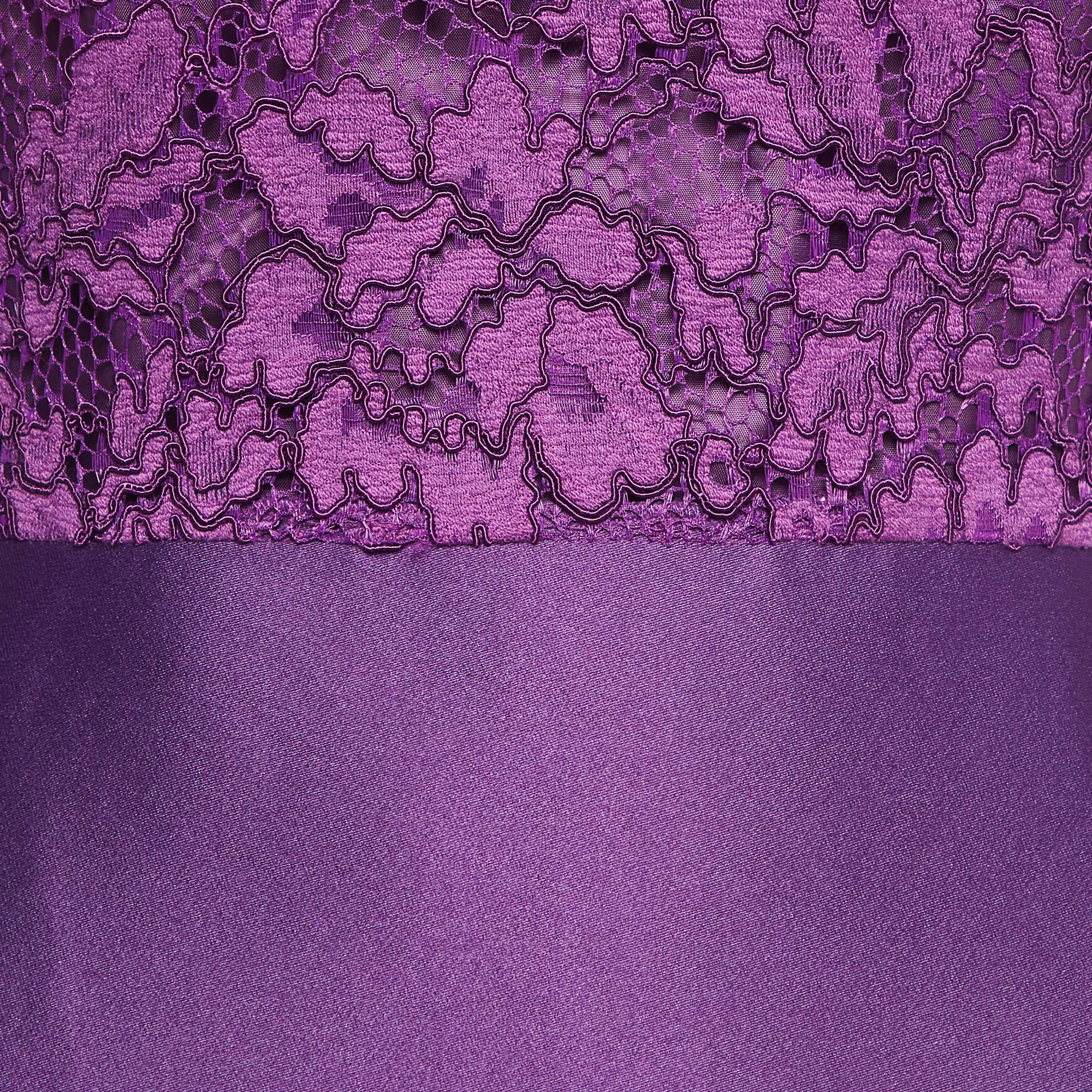 CH Carolina Herrera Purple Lace And Satin Short Dress XS