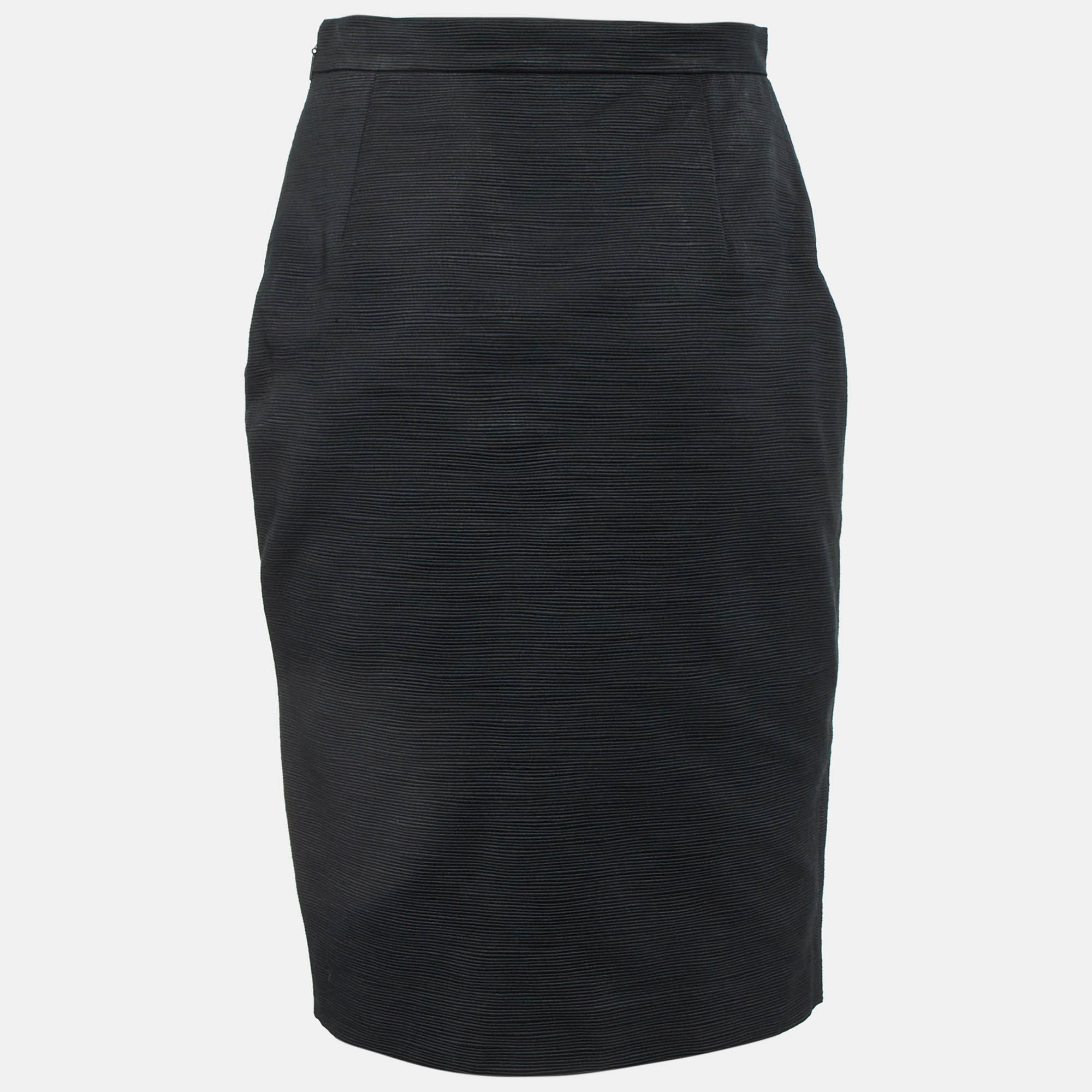 CH Carolina Herrera Black Ridged Cotton Blend Short Skirt S