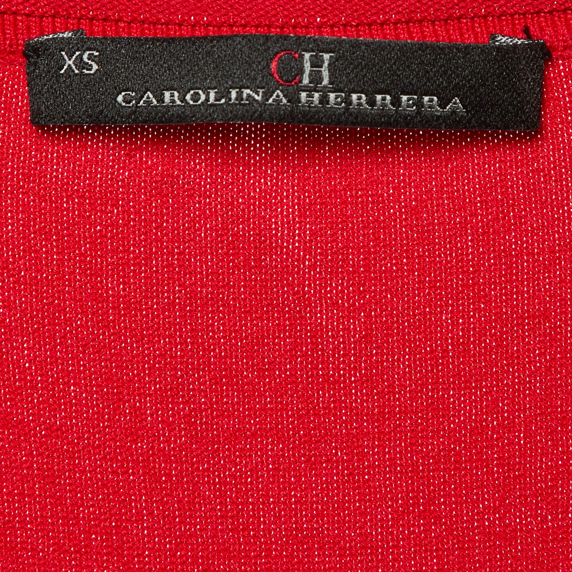 CH Carolina Herrera Red Jersey Sleeveless Mini Dress XS