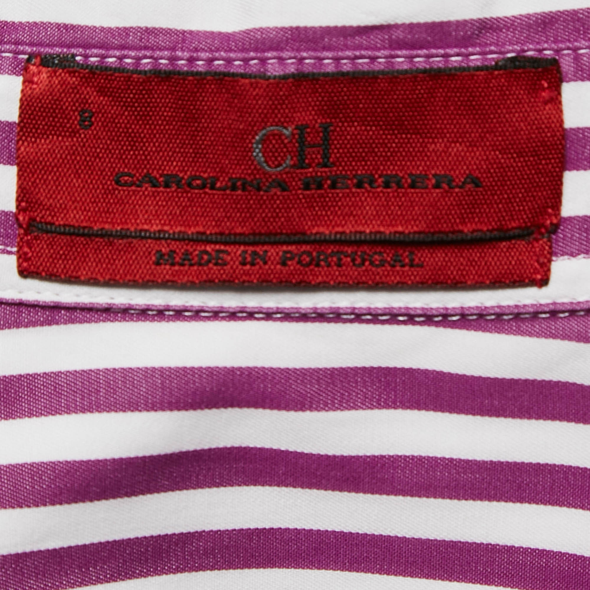 CH Carolina Herrera Purple Striped Cotton Button Front Shirt M