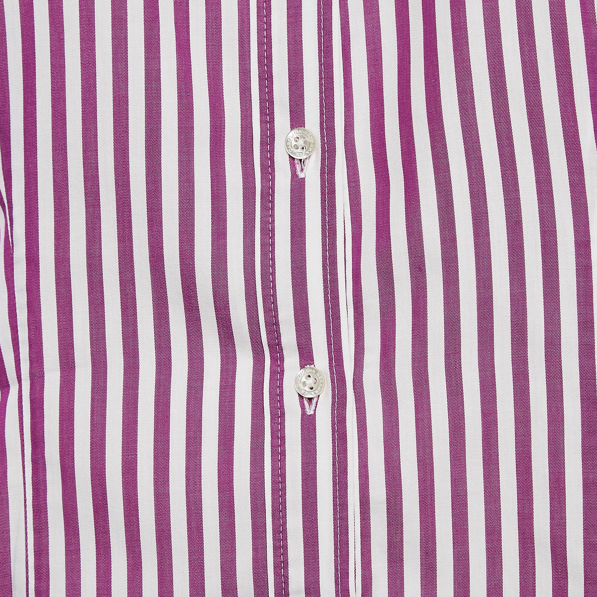 CH Carolina Herrera Purple Striped Cotton Button Front Shirt M