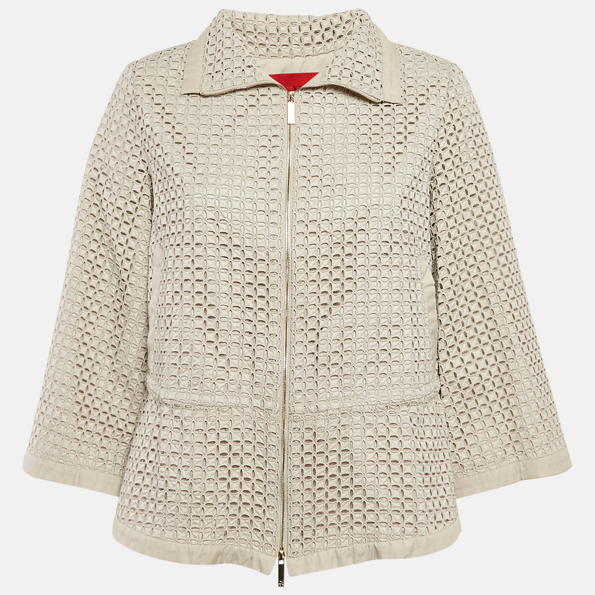 CH Carolina Herrera Beige Broderie Anglaise Eyelet Synthetic Zip-Up Jacket S
CH Carolina Herrera Beige Broderie Anglaise Eyelet Synthetic Zip-Up Jacket S