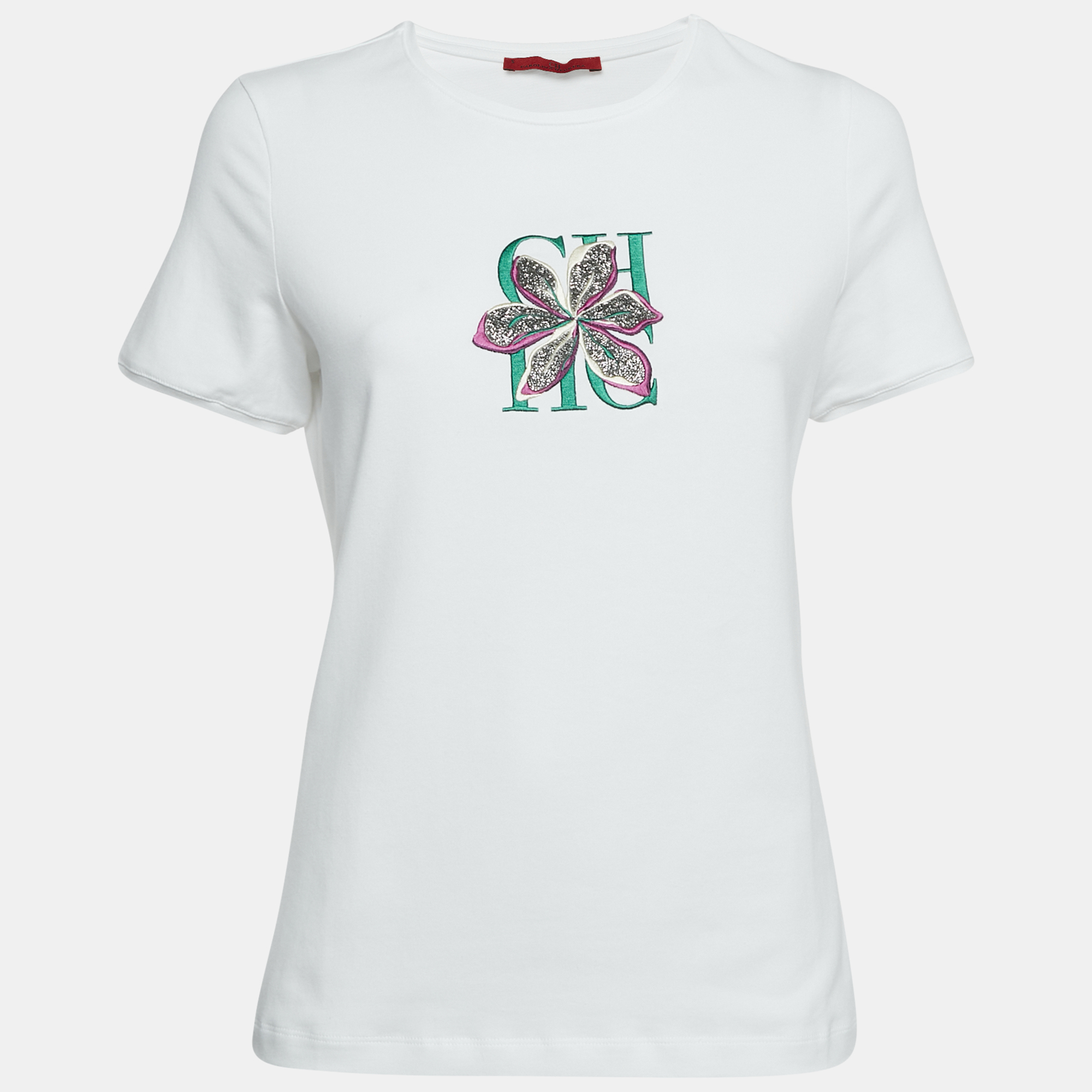 CH Carolina Herrera White Logo Flora Embroidered Jersey T-Shirt S
CH Carolina Herrera White Logo Flora Embroidered Jersey T-Shirt S