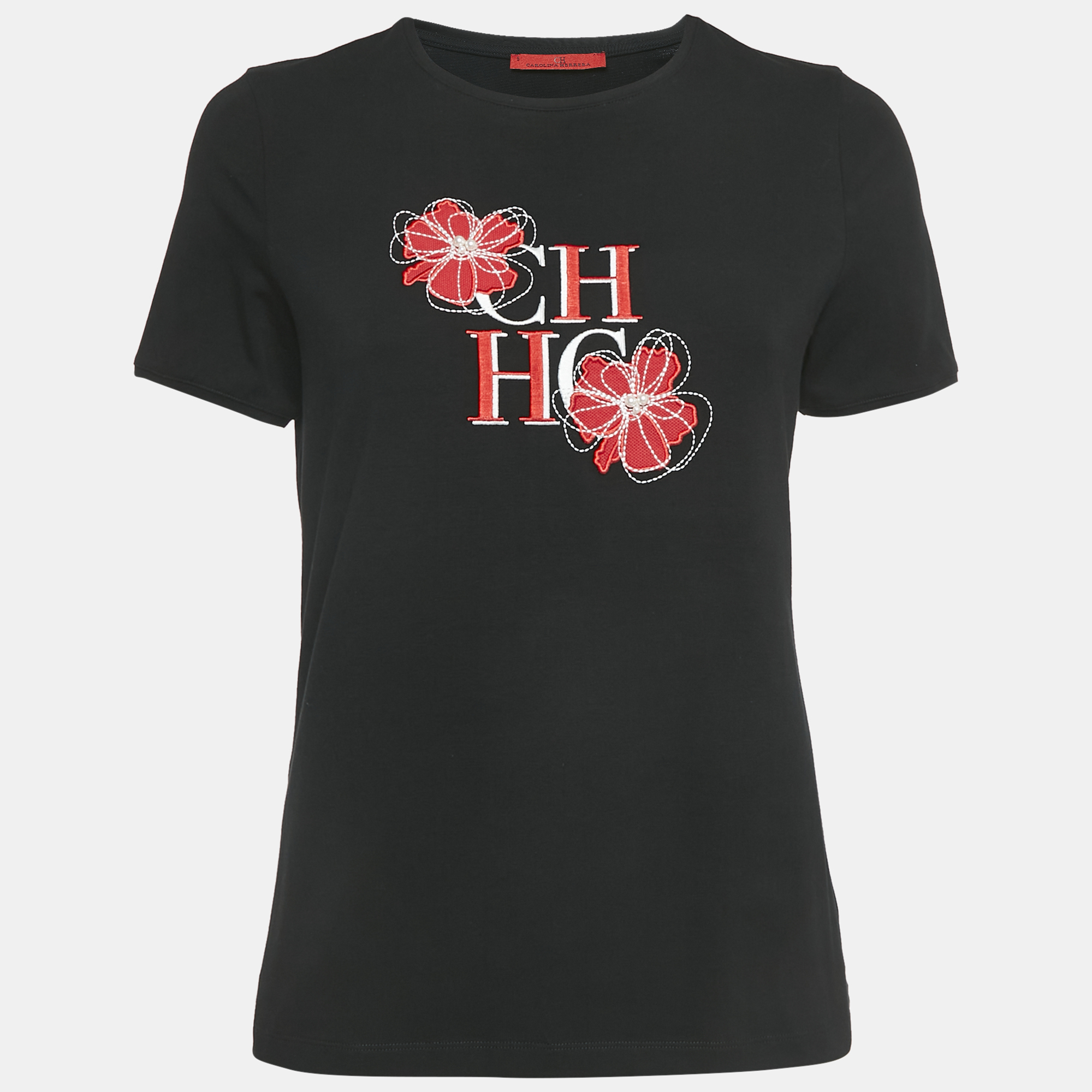 CH Carolina Herrera Black Logo Flora Embroidered Jersey T-Shirt S
CH Carolina Herrera Black Logo Flora Embroidered Jersey T-Shirt S