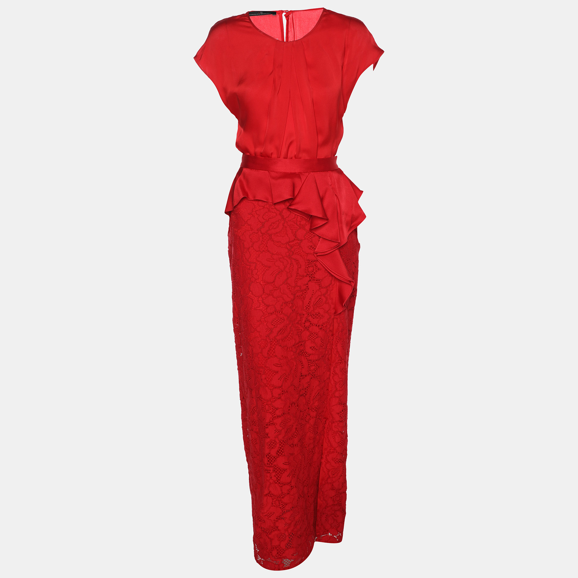 CH Carolina Herrera Red Lace Ruffle Trim Slit Detail Maxi Skirt and Tops M
CH Carolina Herrera Red Lace Ruffle Trim Slit Detail Maxi Skirt and Tops M
