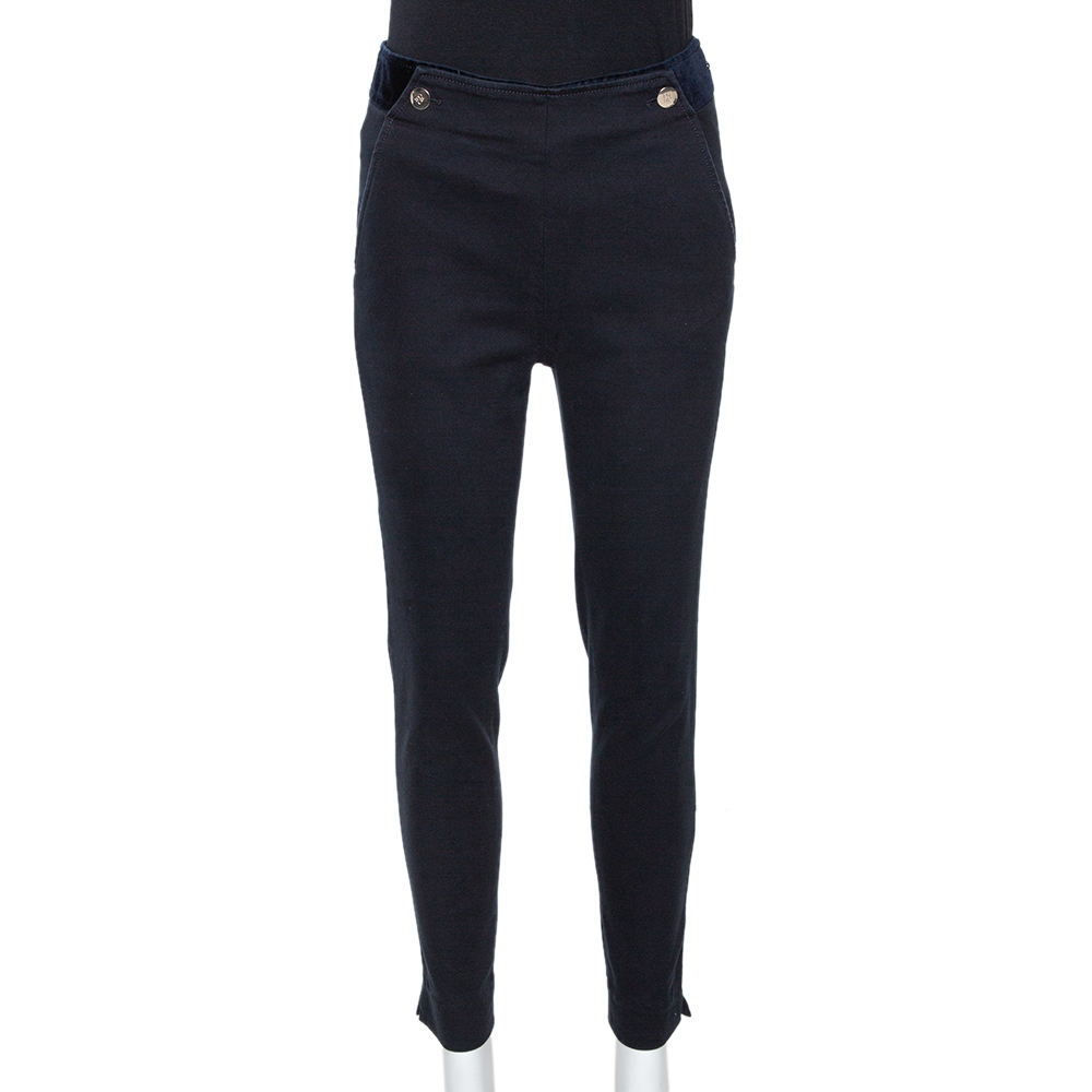 Image of CH Carolina Herrera Navy Blue Cotton Tapered Pants S