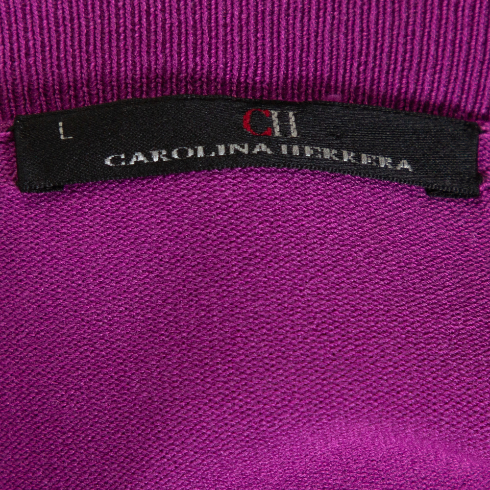 CH Carolina Herrera Fuschia Stretch Knit Belted Cardigan L