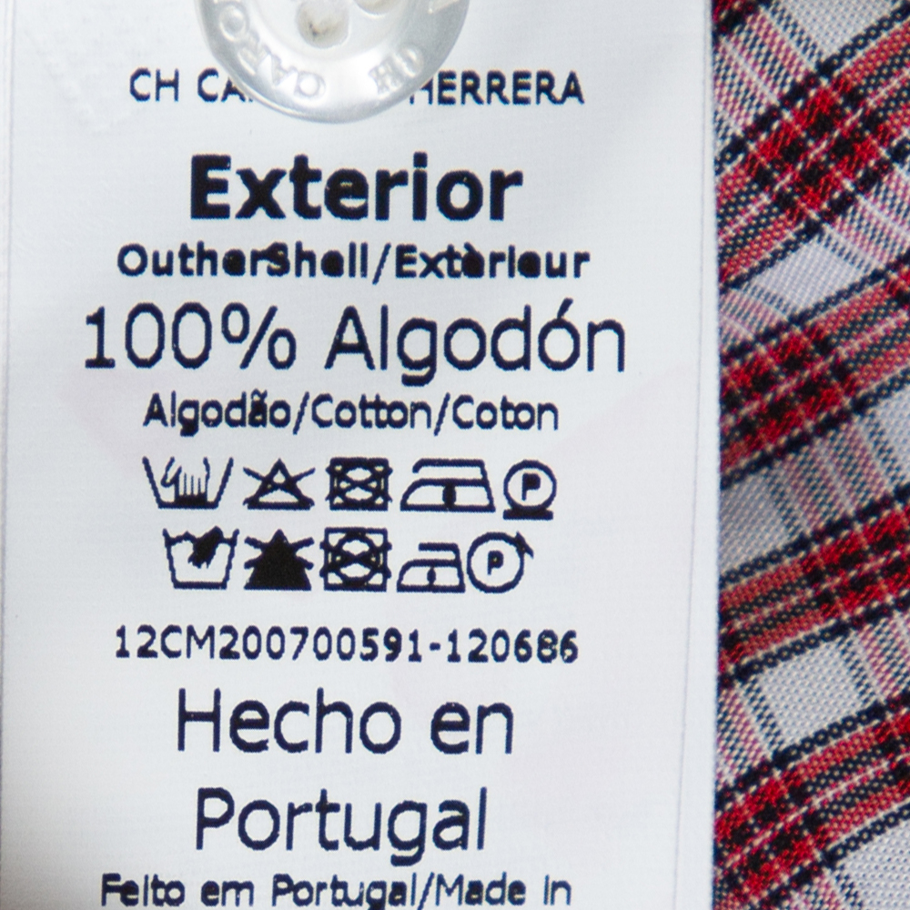 CH Carolina Herrera Red Checked Cotton Long Sleeve Shirt S