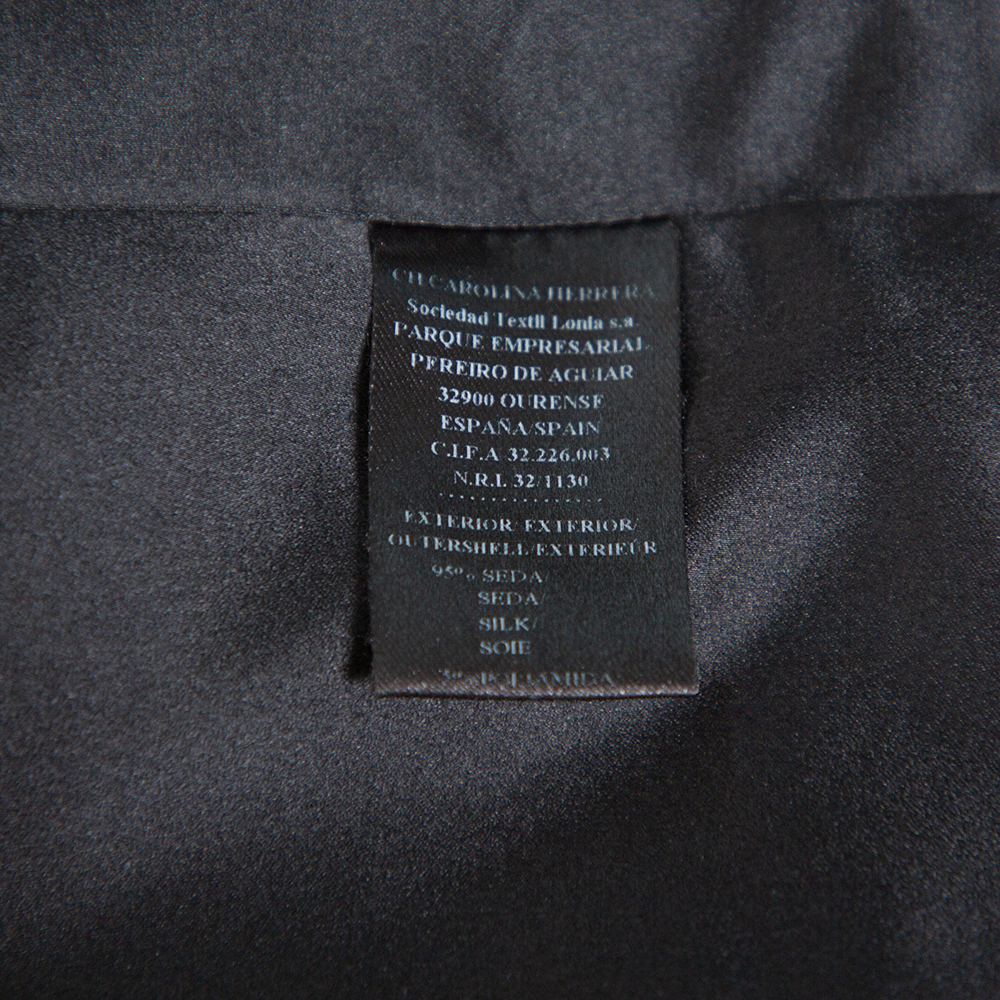 CH Carolina Herrera Black Satin Silk Pleat Underlay Skirt L