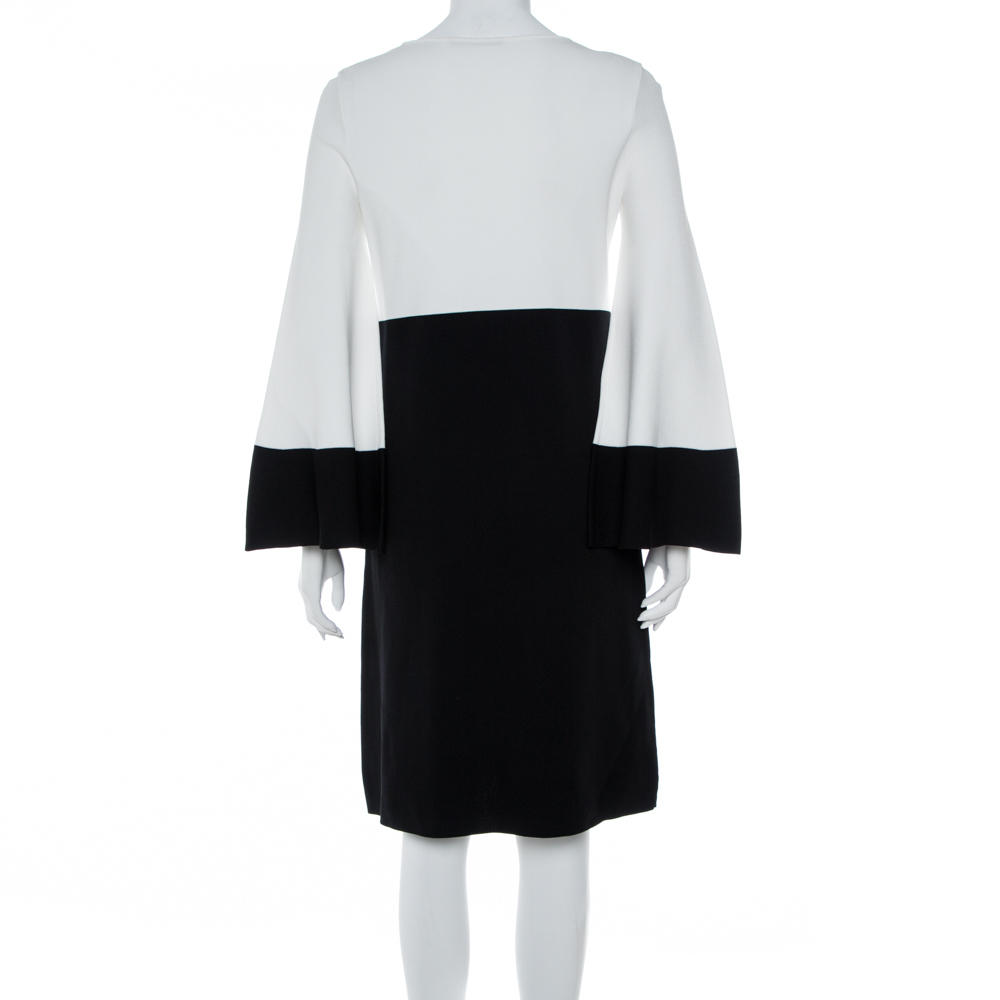 CH Carolina Herrera Monochrome Knit Bell Sleeve Dress S