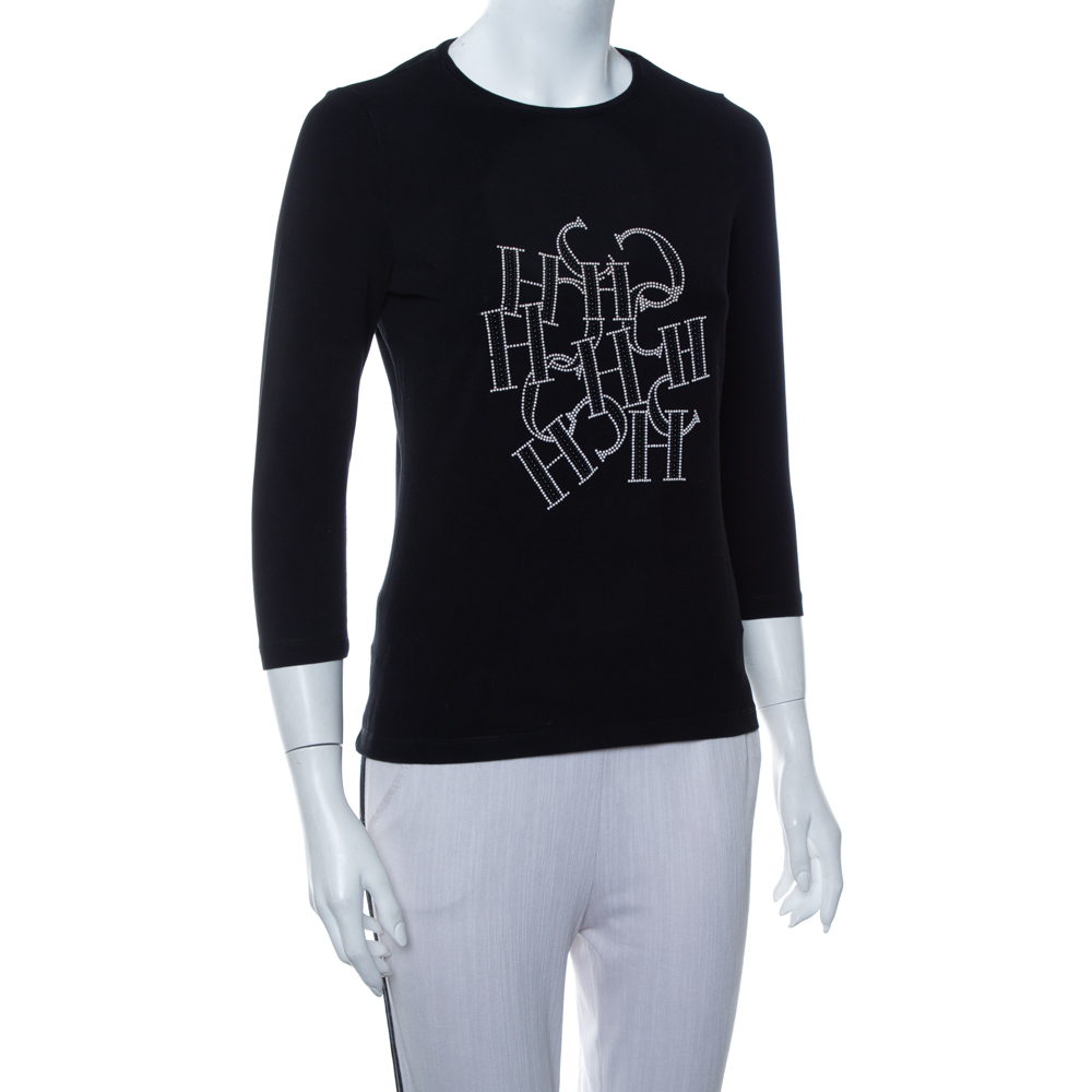 CH Carolina Herrera Black Cotton Logo Embellished Quarter Sleeve T-Shirt
CH Carolina Herrera Black Cotton Logo Embellished Quarter Sleeve T-Shirt