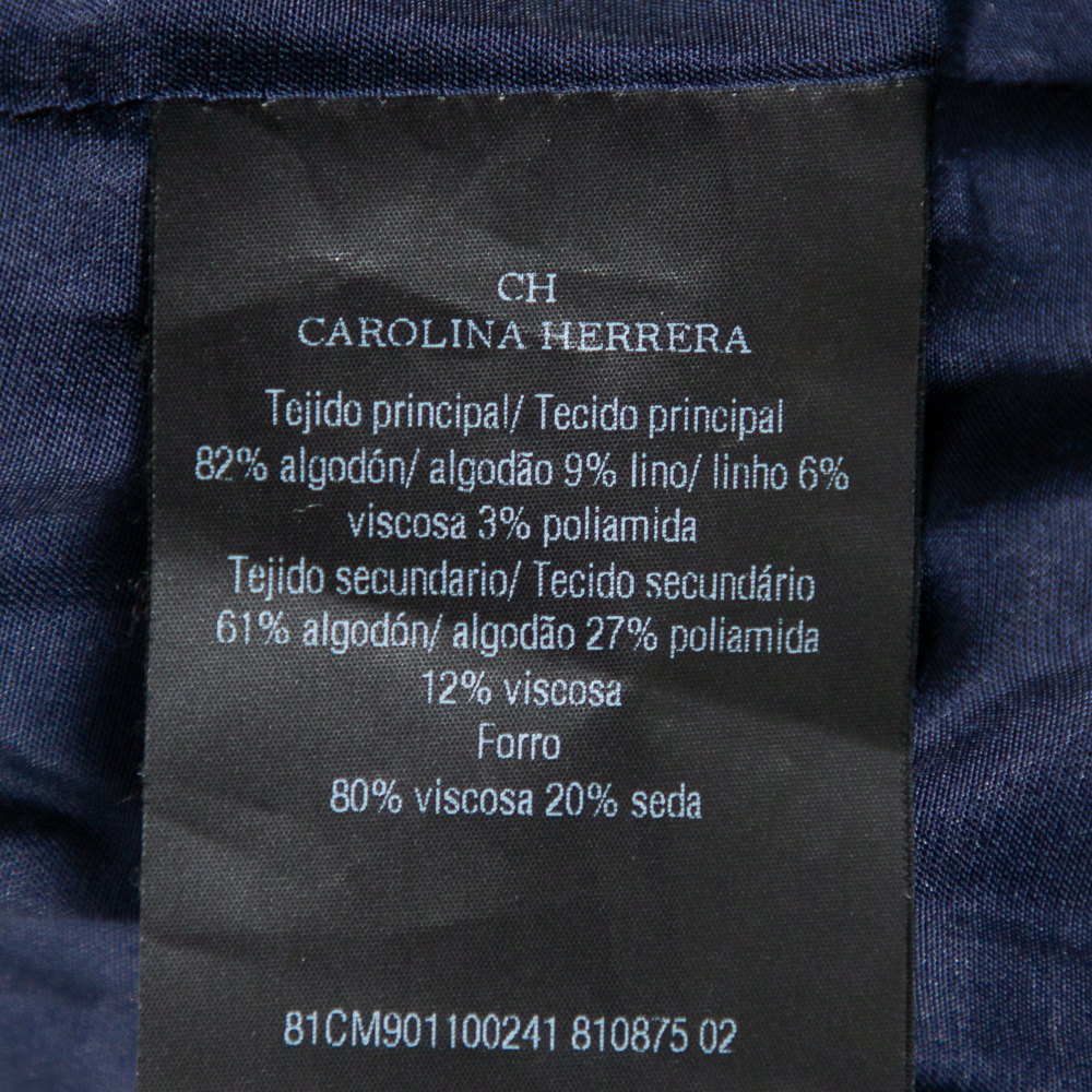 CH Carolina Herrera Indigo Painted Tweed Lace Detail Shift Dress S