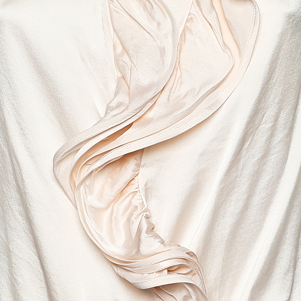 CH Carolina Herrera Pink Silk Satin Ruffled Sleeveless Top L
