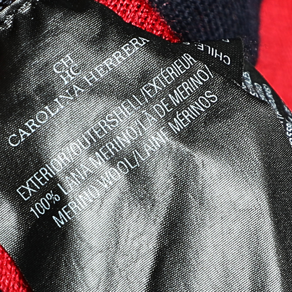CH Carolina Herrera Color Block Wool Knit Side Slit Detail Sweater Top M
